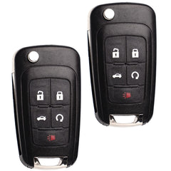 MechanMagic front view of two flip key fobs showing buttons and housing, reliable replacement