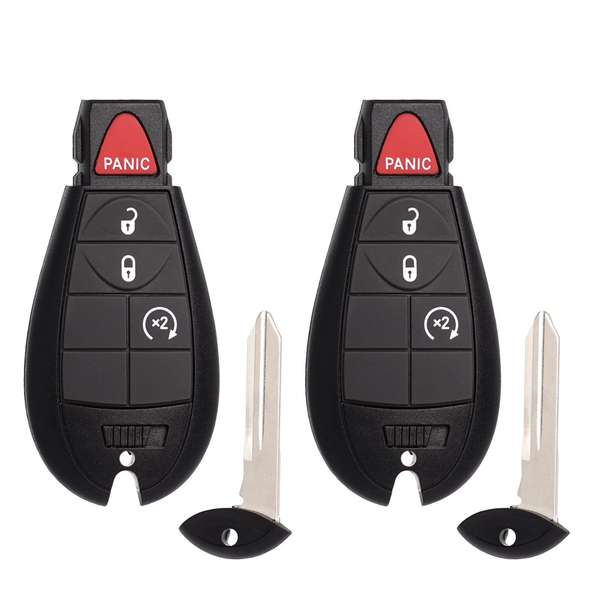 MechanMagic front view of two key fobs showing buttons and housing benefit quick identification