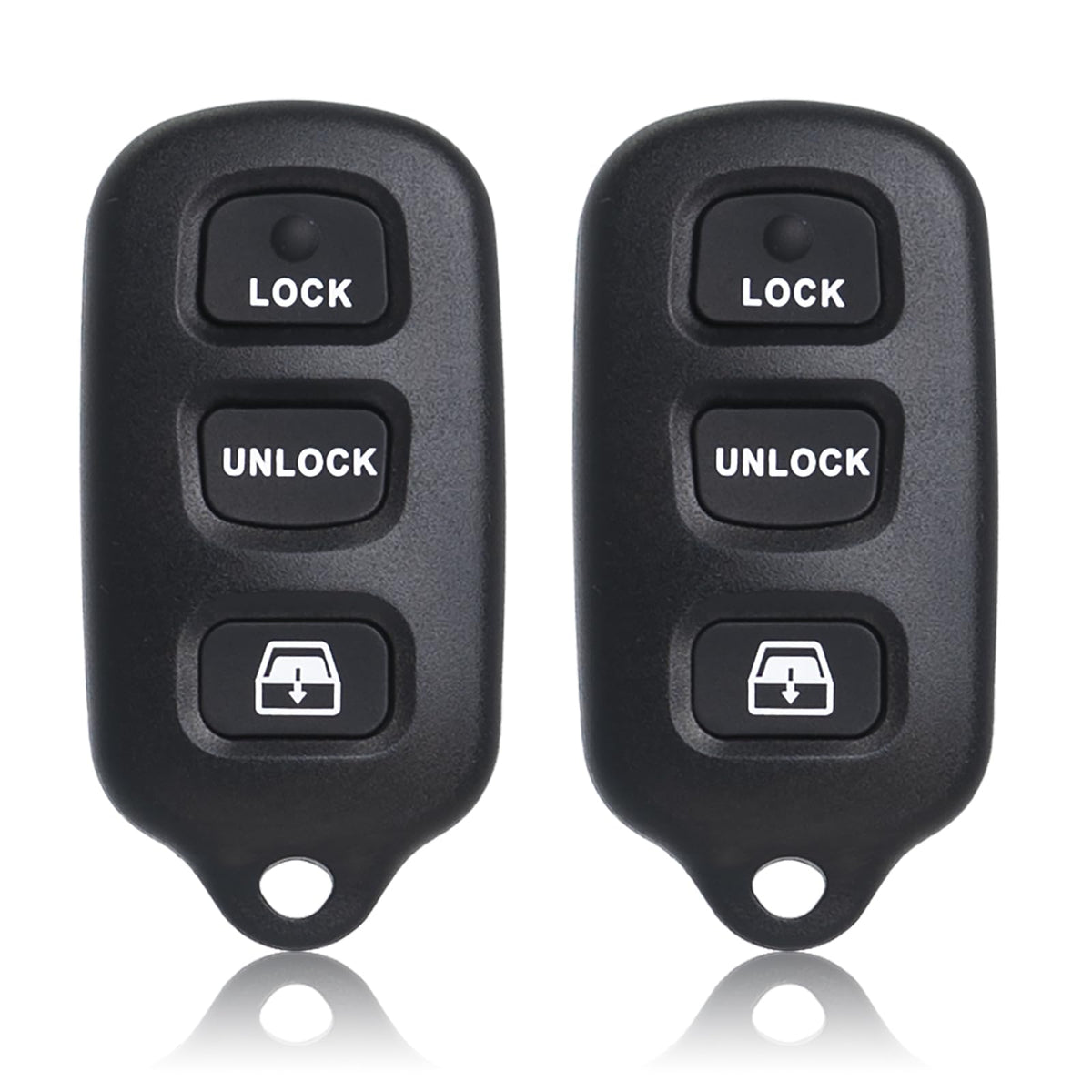 MechanMagic front view of key fob pair showing buttons and fit benefit