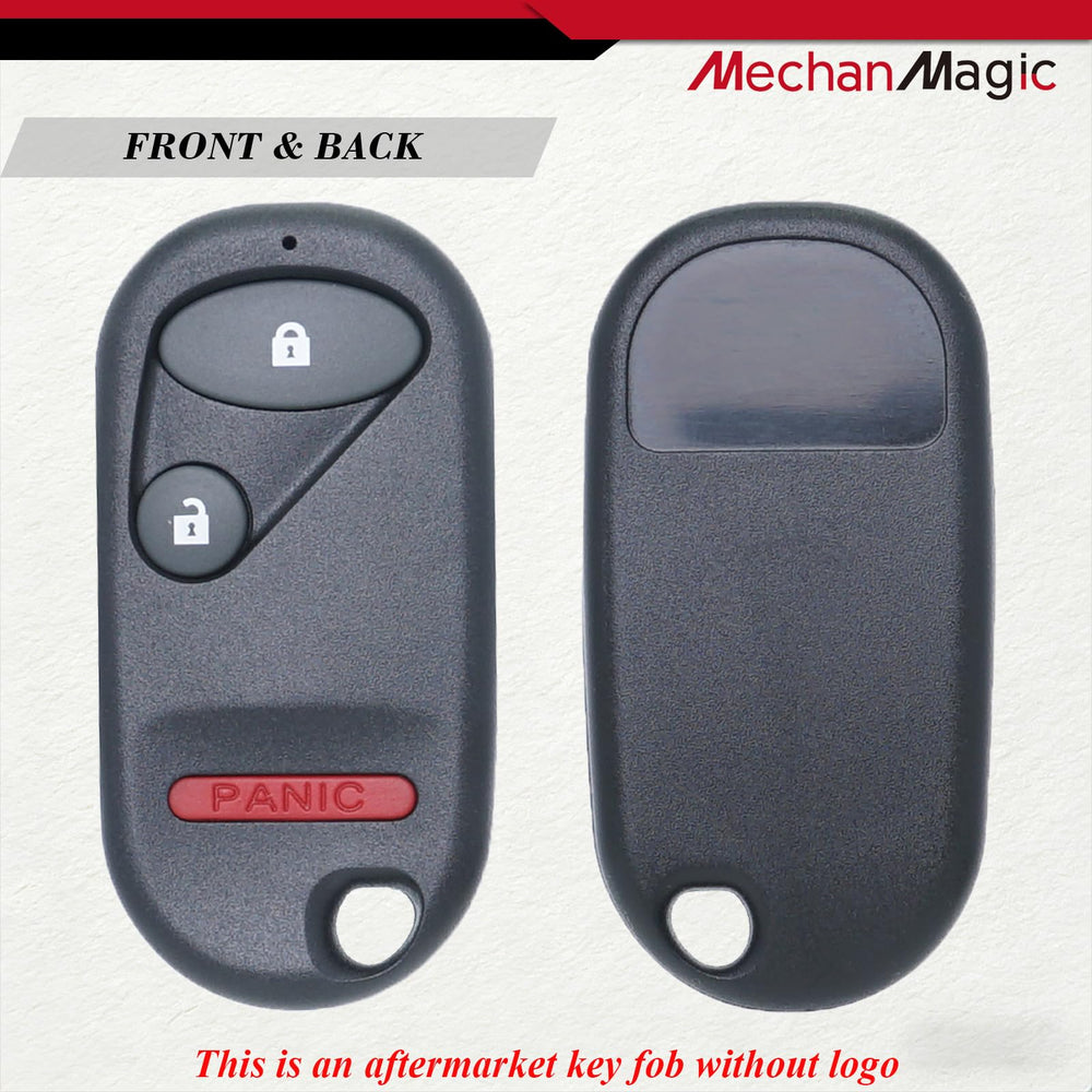 MechanMagic remote next to Honda ignition, confirms compatibility and straightforward programming benefit