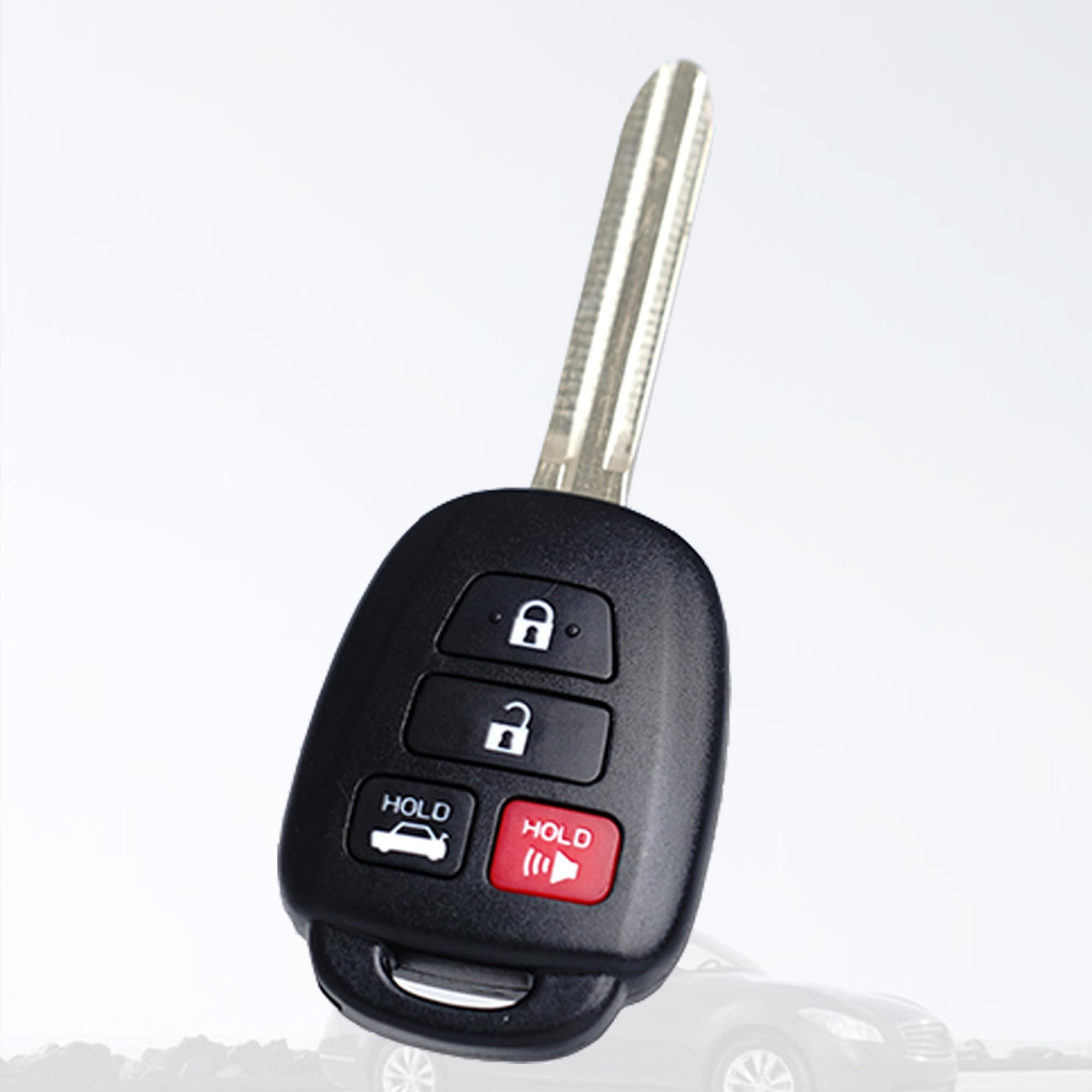 MechanMagic key fob beside a Toyota Camry interior showing compatibility and use