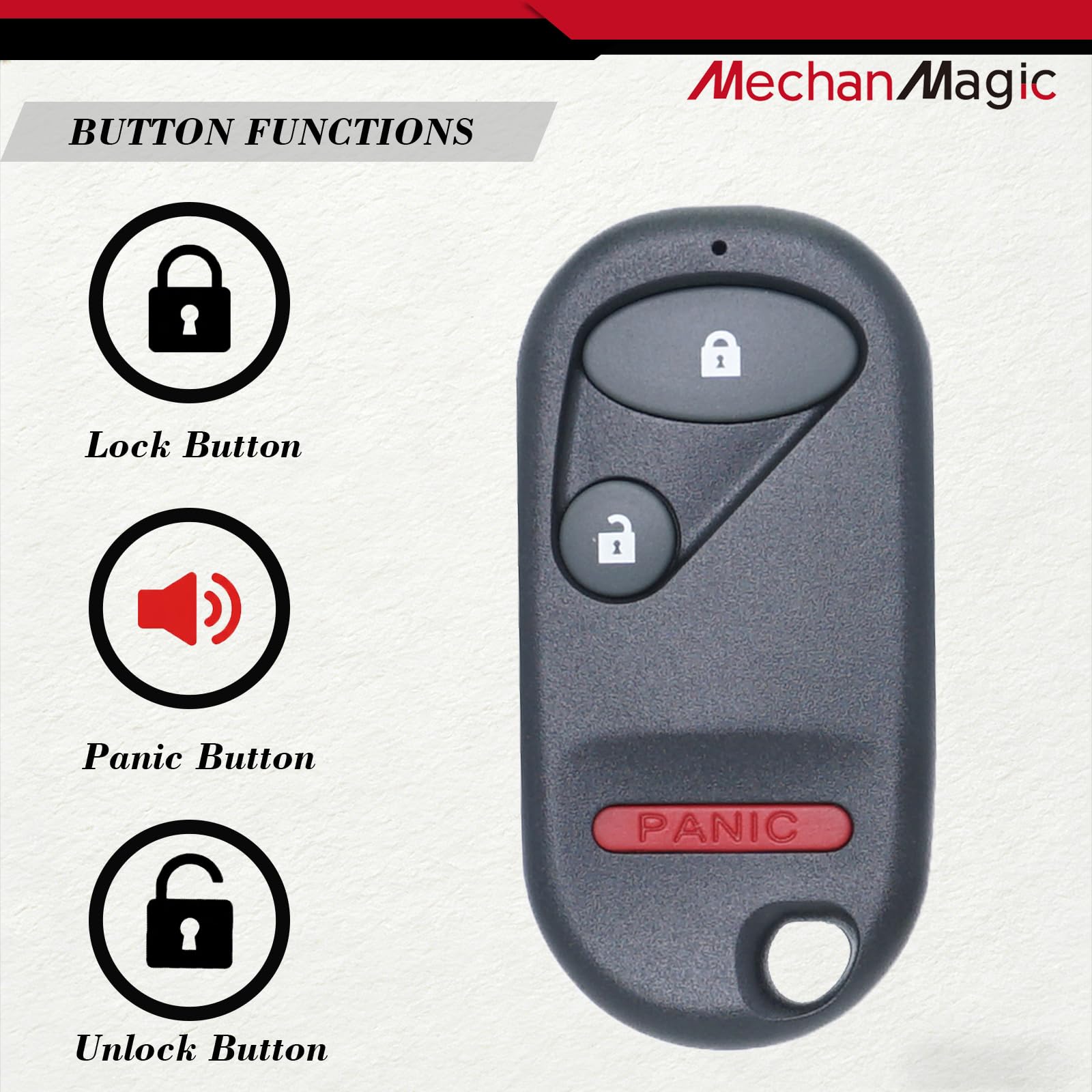 MechanMagic remote beside credit card for scale, easy pocket carry and compact dimensions benefit