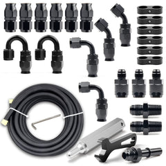 Medoon front packaging showing full 6AN PTFE fuel kit and included accessories for easy install