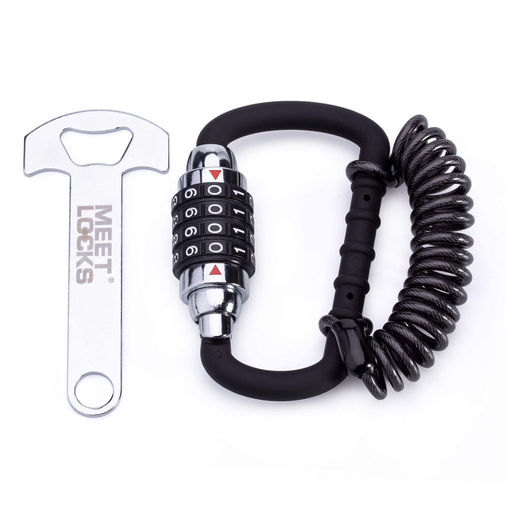 MEETLOCKS front view showing compact helmet lock for convenient security
