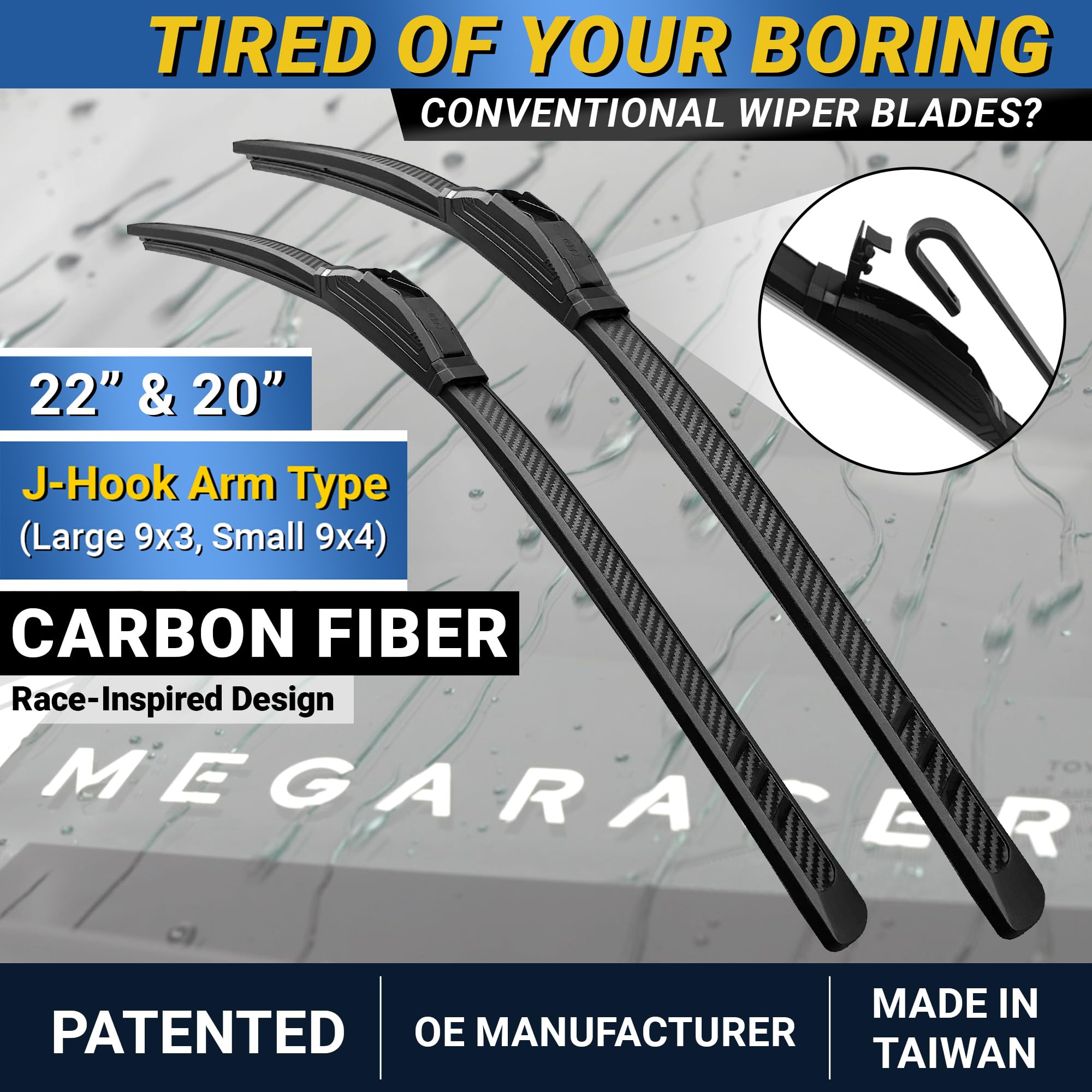 Mega Racer close-up of silicone wiping edge delivering quiet, streak-free sweeps