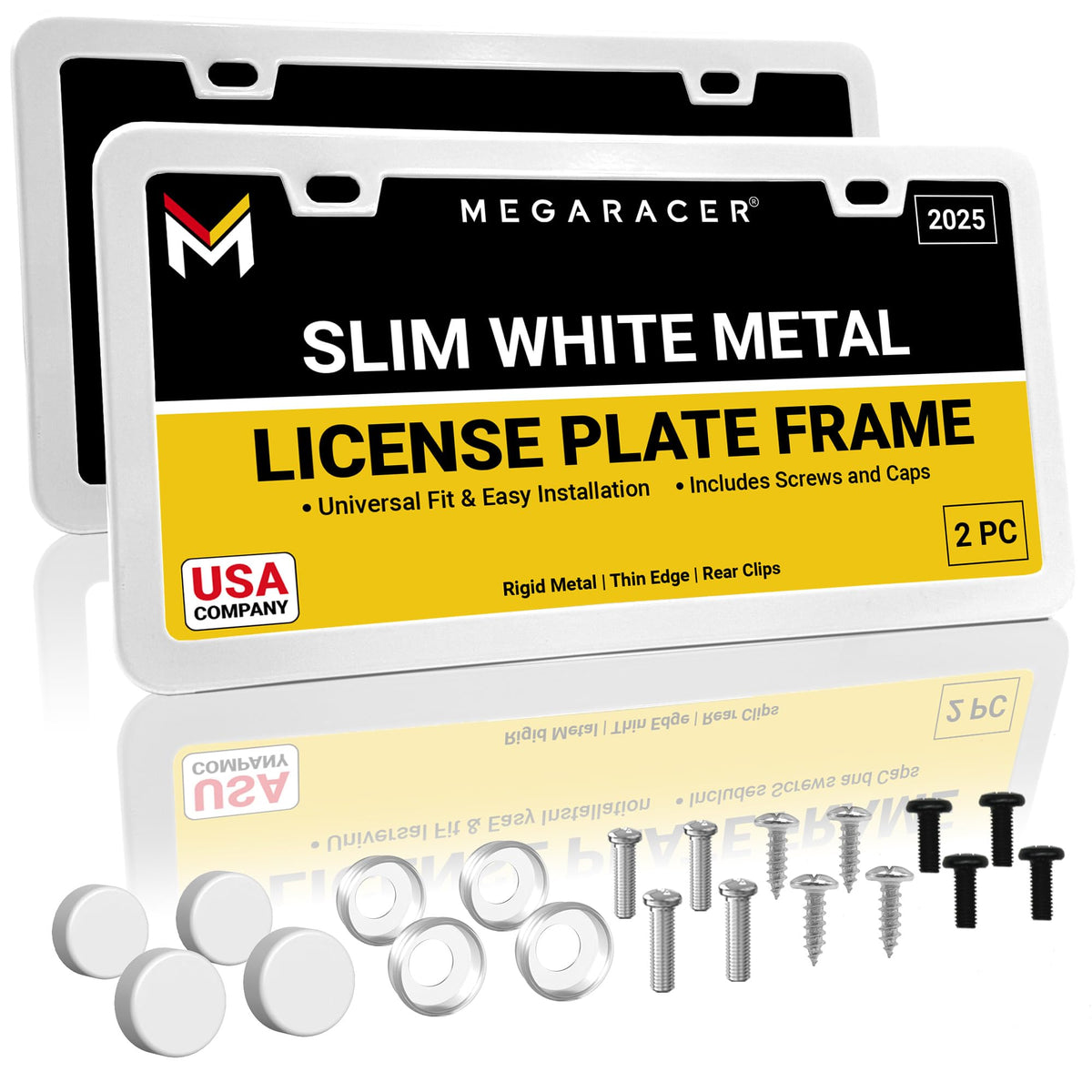 Mega Racer front view of two white frames showing clean finish and modern style