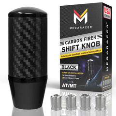 Mega Racer front view of carbon fiber knob showing glossy finish and sporty look