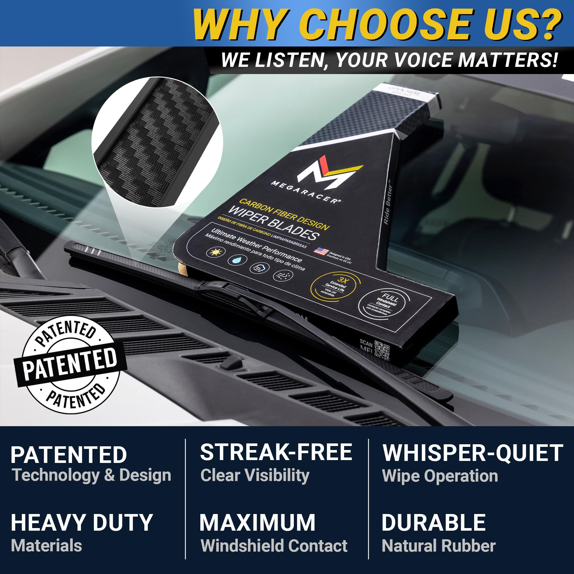 Mega Racer blades installed on RAM 1500 windshield for perfect OEM fitment