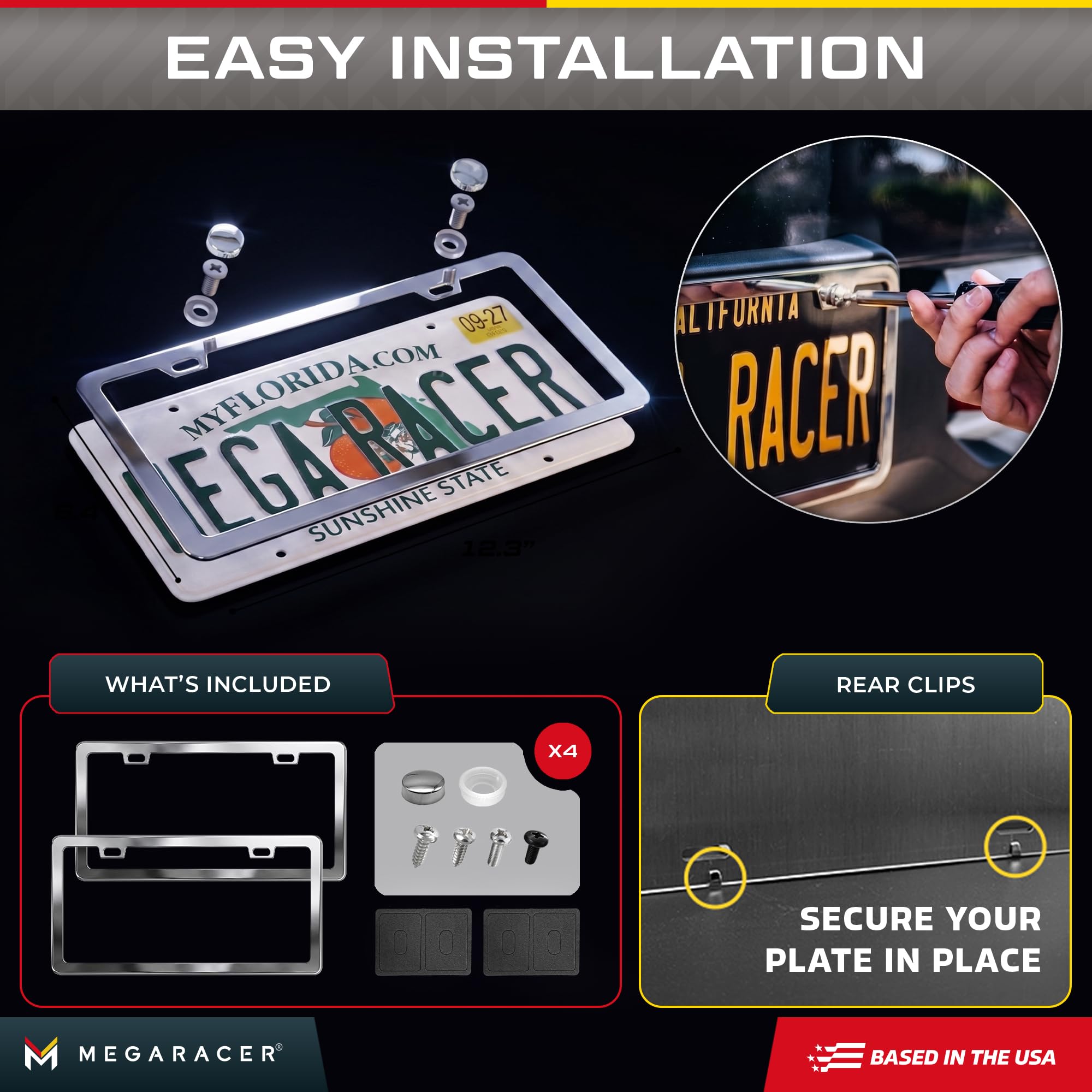 Mega Racer mounted rear plate demonstrates secure, rattle-free hold