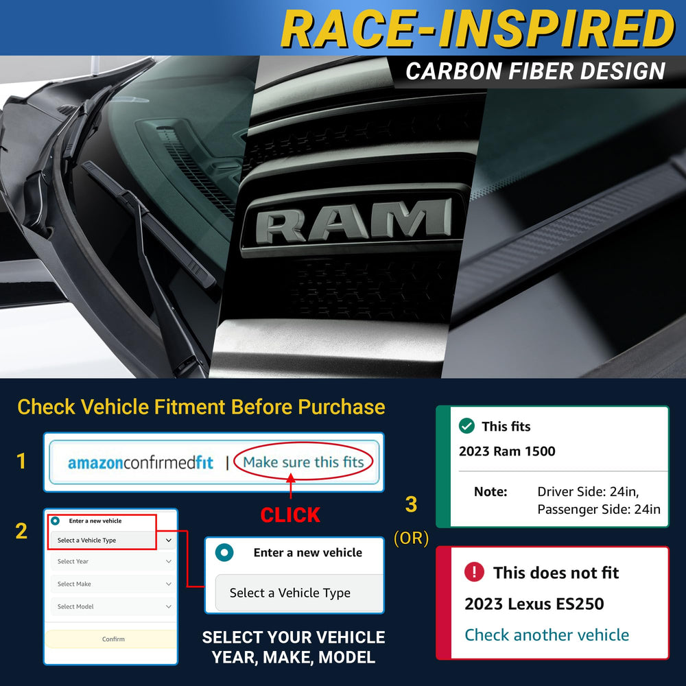 Mega Racer wipers beading rain on glass for improved visibility while driving