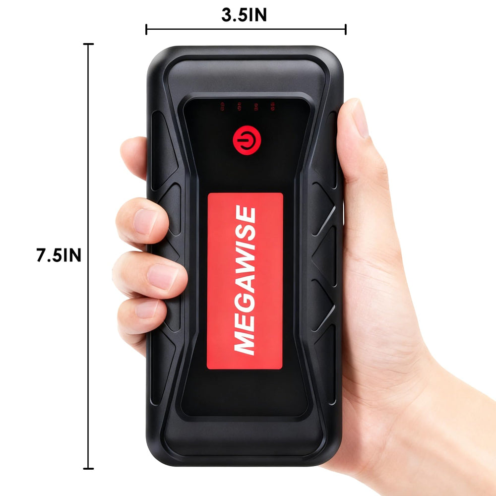MEGAWISE jumper clamps with LCD voltmeter displaying battery voltage for safer connections