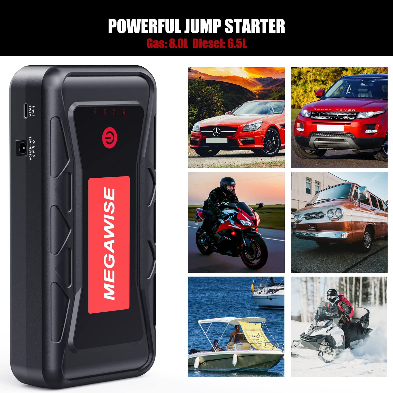 MEGAWISE three-mode LED light close-up providing flashlight, strobe, and SOS visibility
