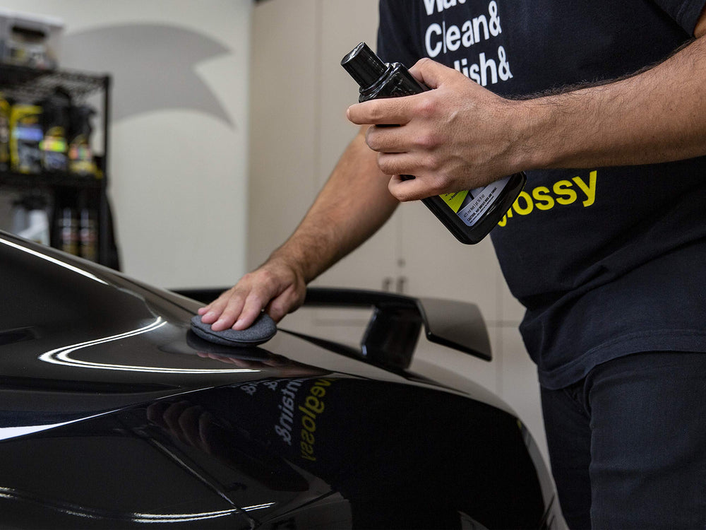 Meguiar's buffing with microfiber towel demonstrating fast shine reveal