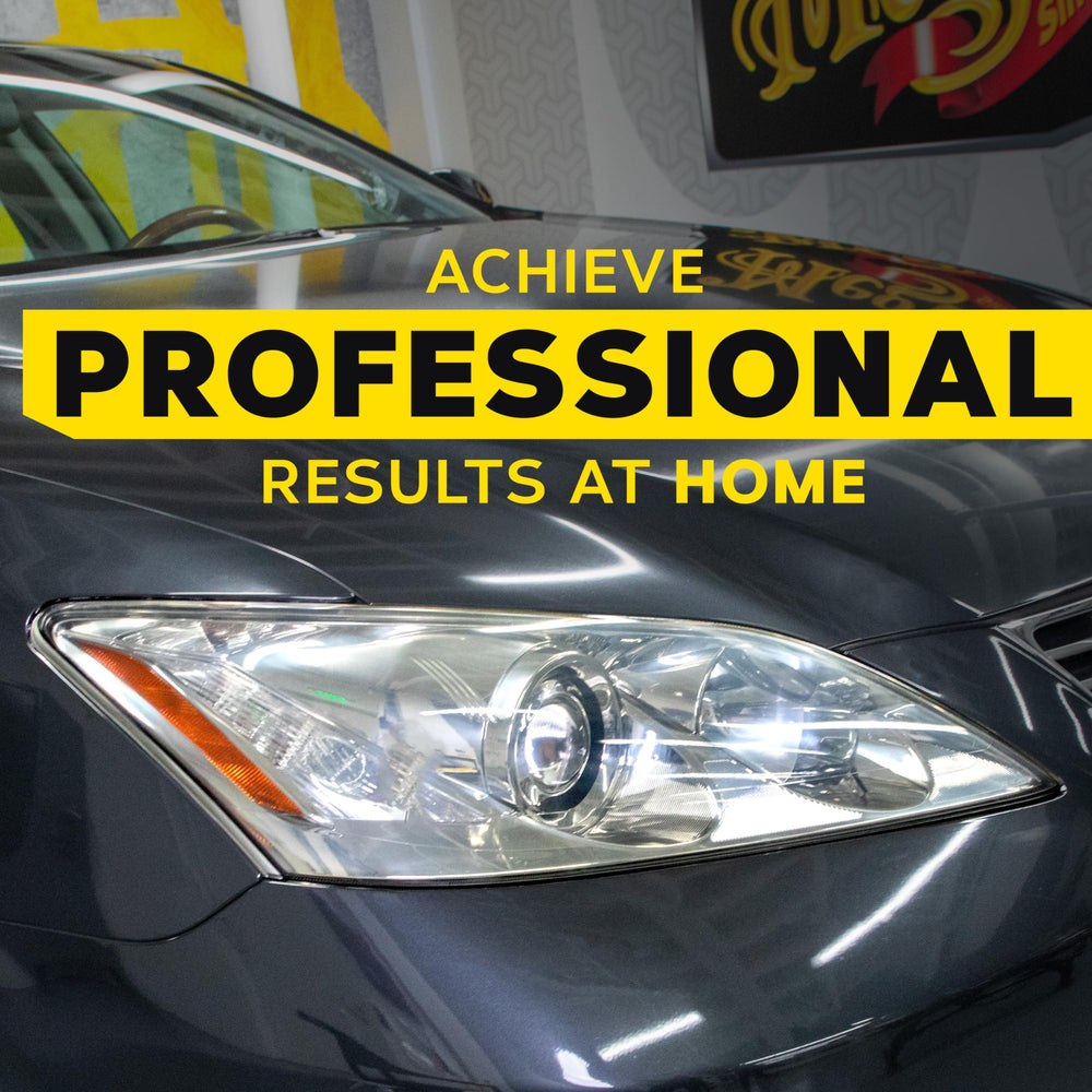 Meguiar's hand using pad on lens demonstrating tool-free application and safety