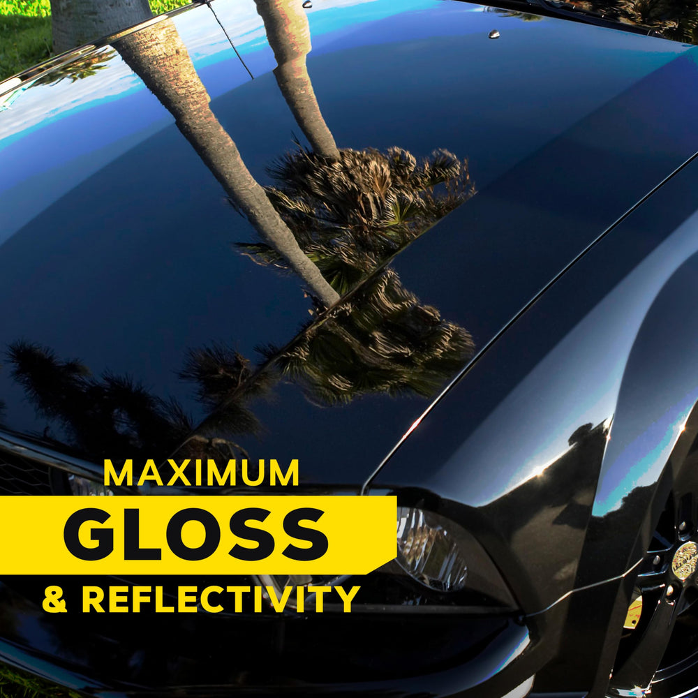 Meguiar's before and after hood view showing deeper reflections and restored gloss