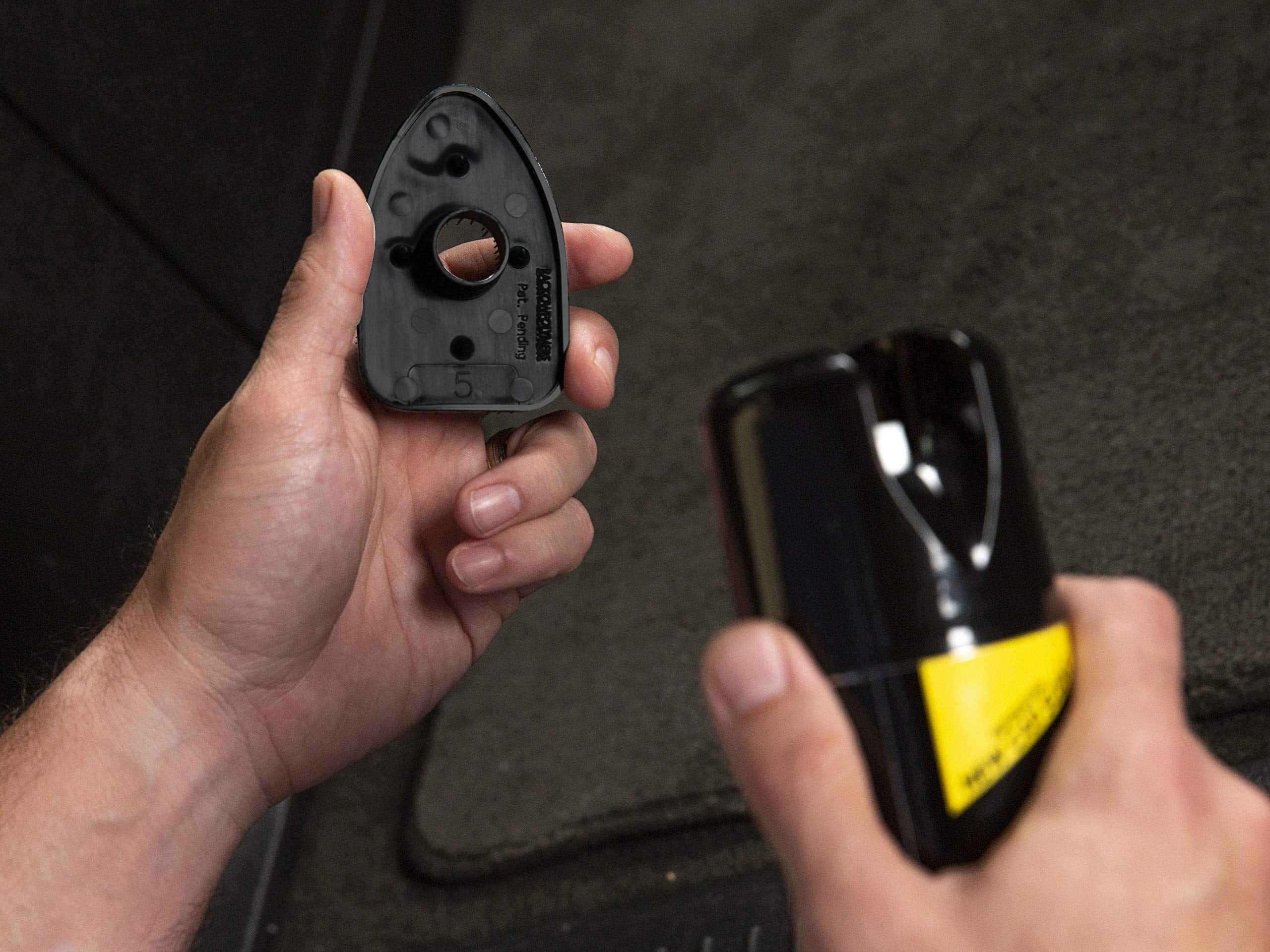 Meguiar's before and after carpet comparison, illustrating restored fabric appearance benefit