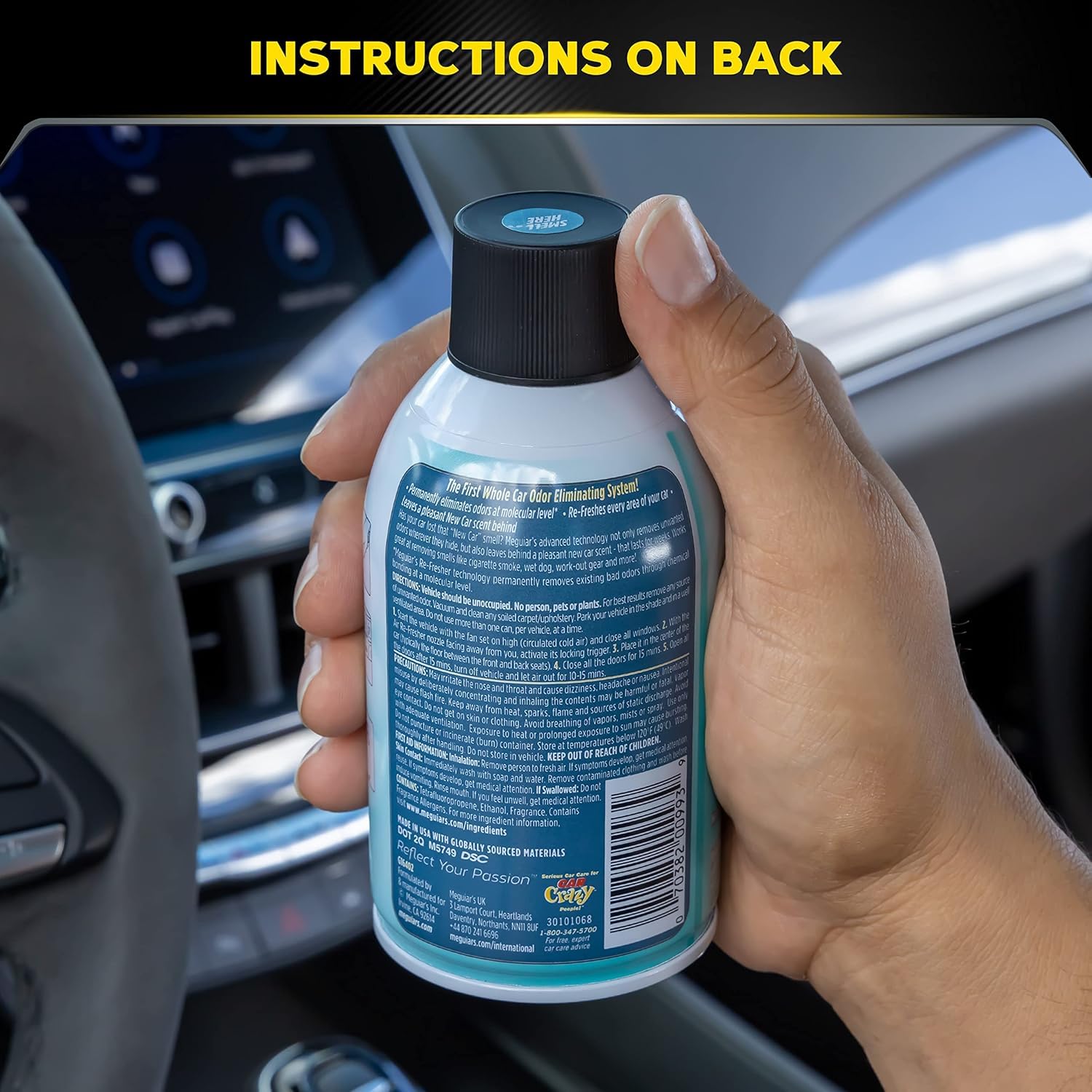 Meguiar's open doors venting treated cabin to reduce residual fragrance