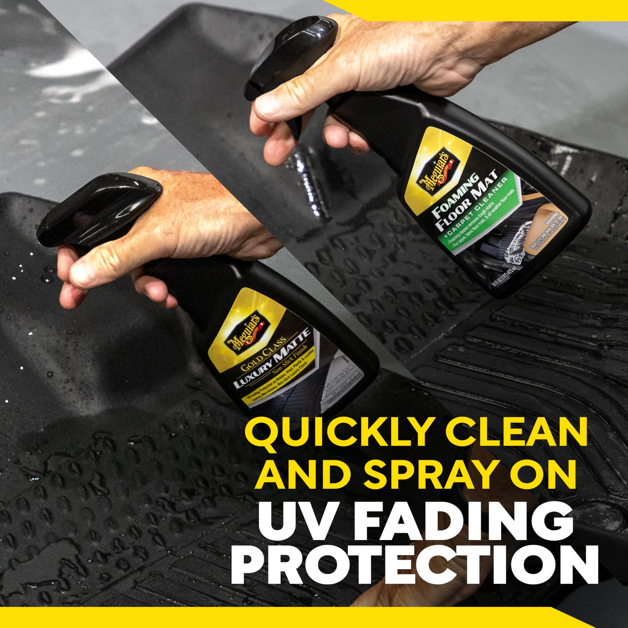 Meguiar's close-up on cleaned mat texture highlighting dirt removal