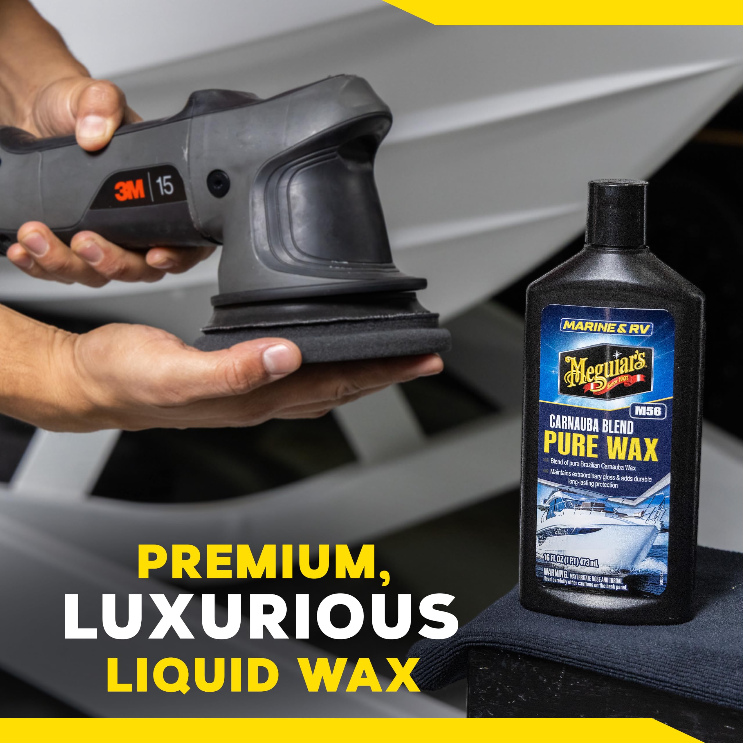 Meguiar's on dark RV paint enhancing color richness and clarity