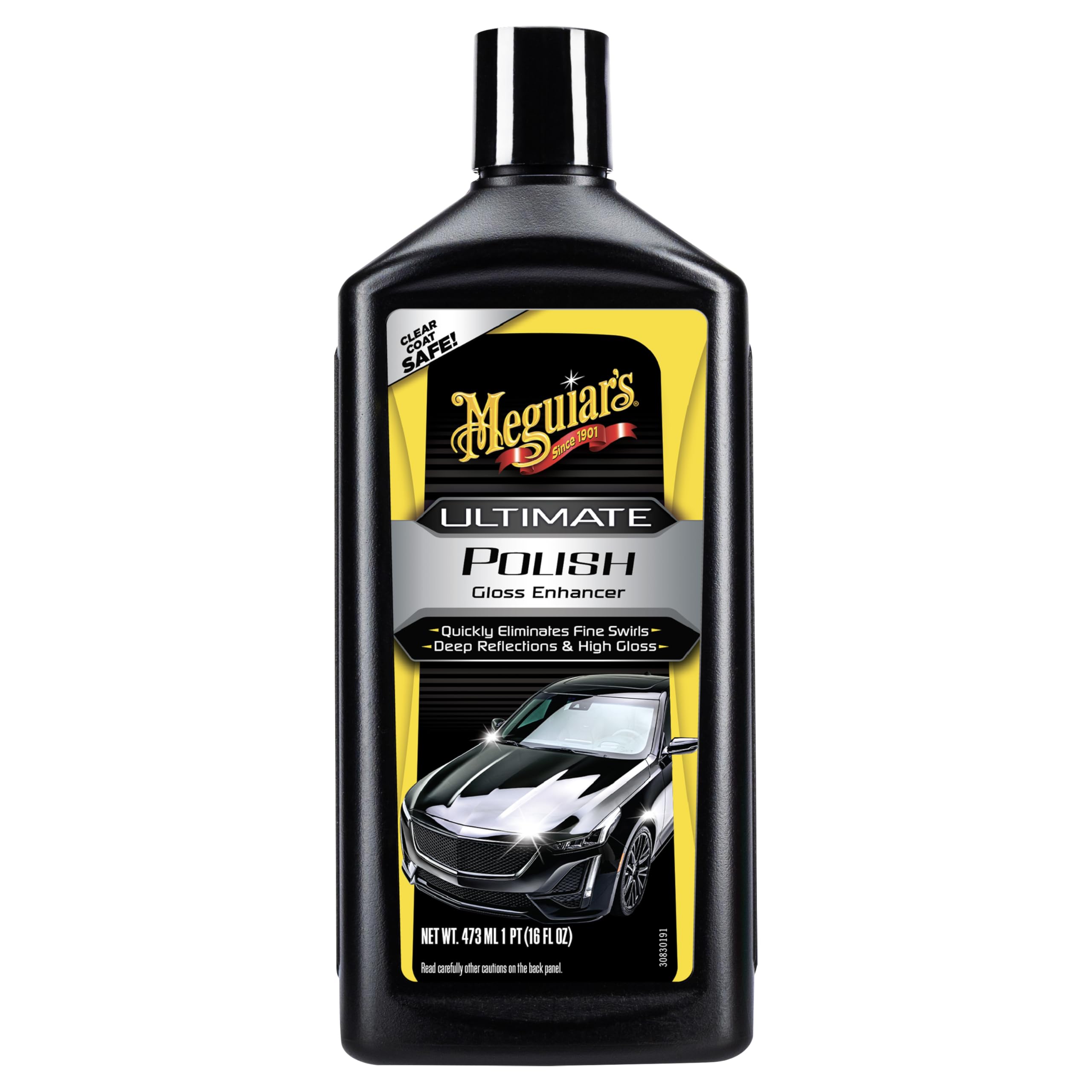 Meguiar's front label bottle showing product identity and clarity benefits