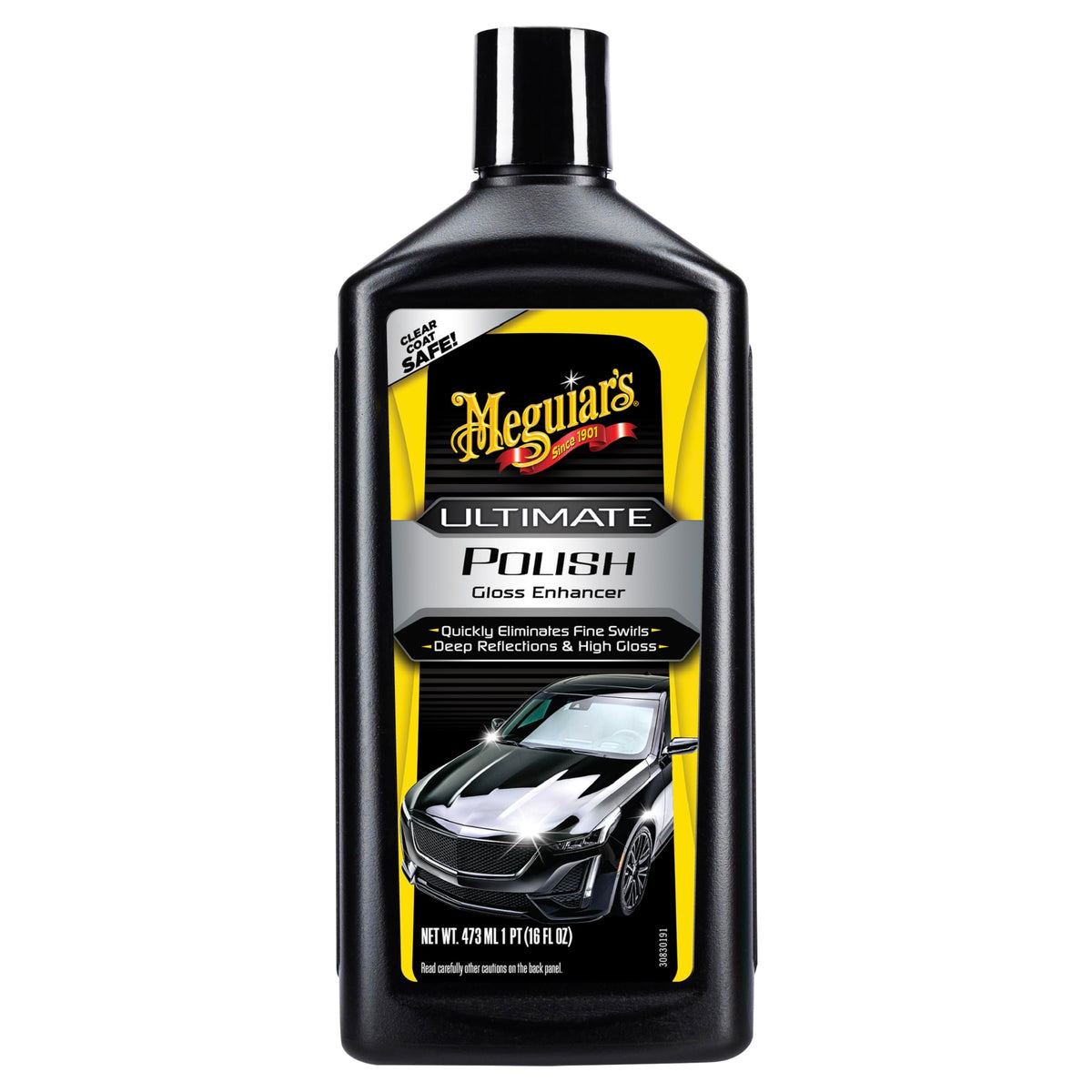 Meguiar's front label bottle showing product identity and clarity benefits