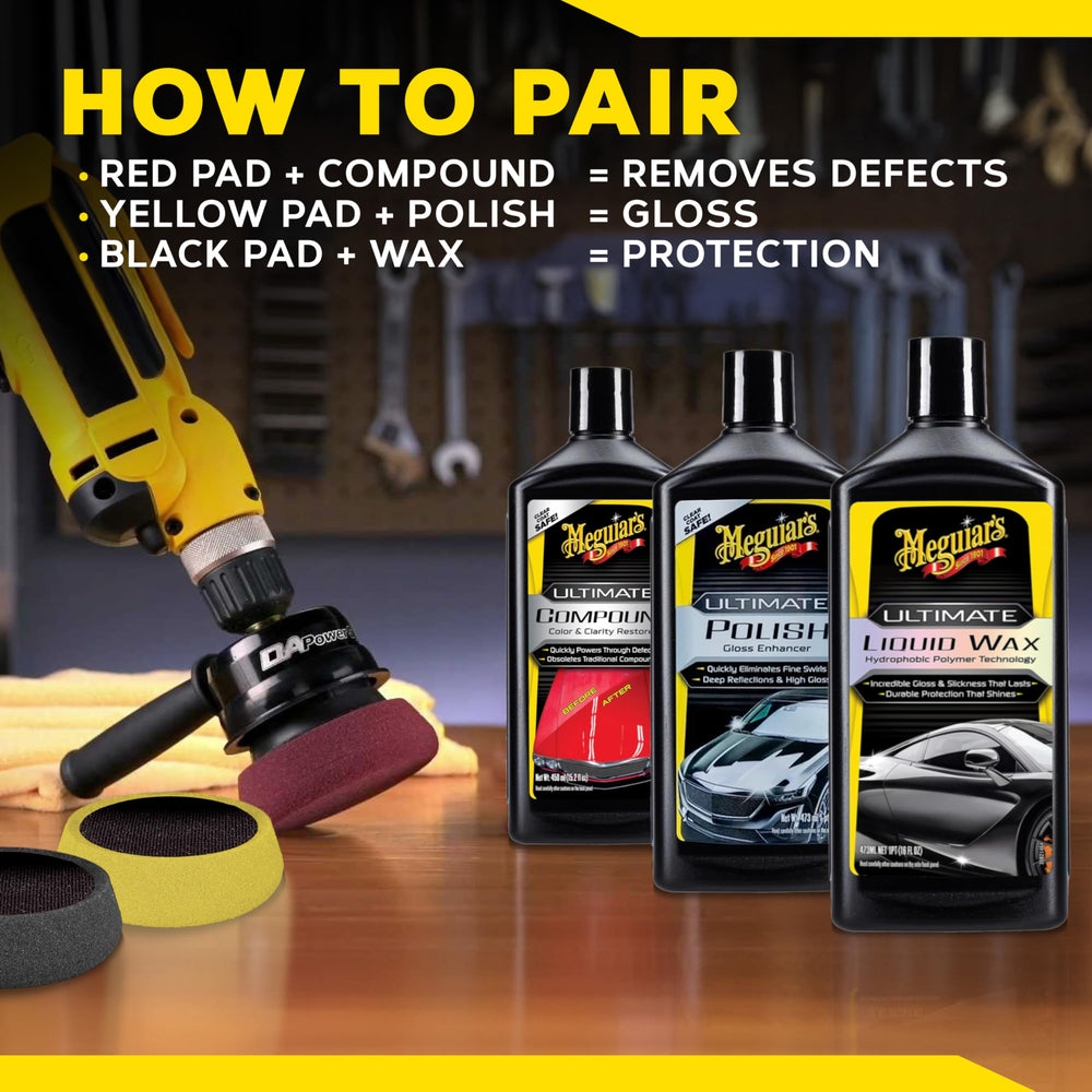 Meguiar's G3500 in garage lifestyle setup showing approachable tool for DIY detailing
