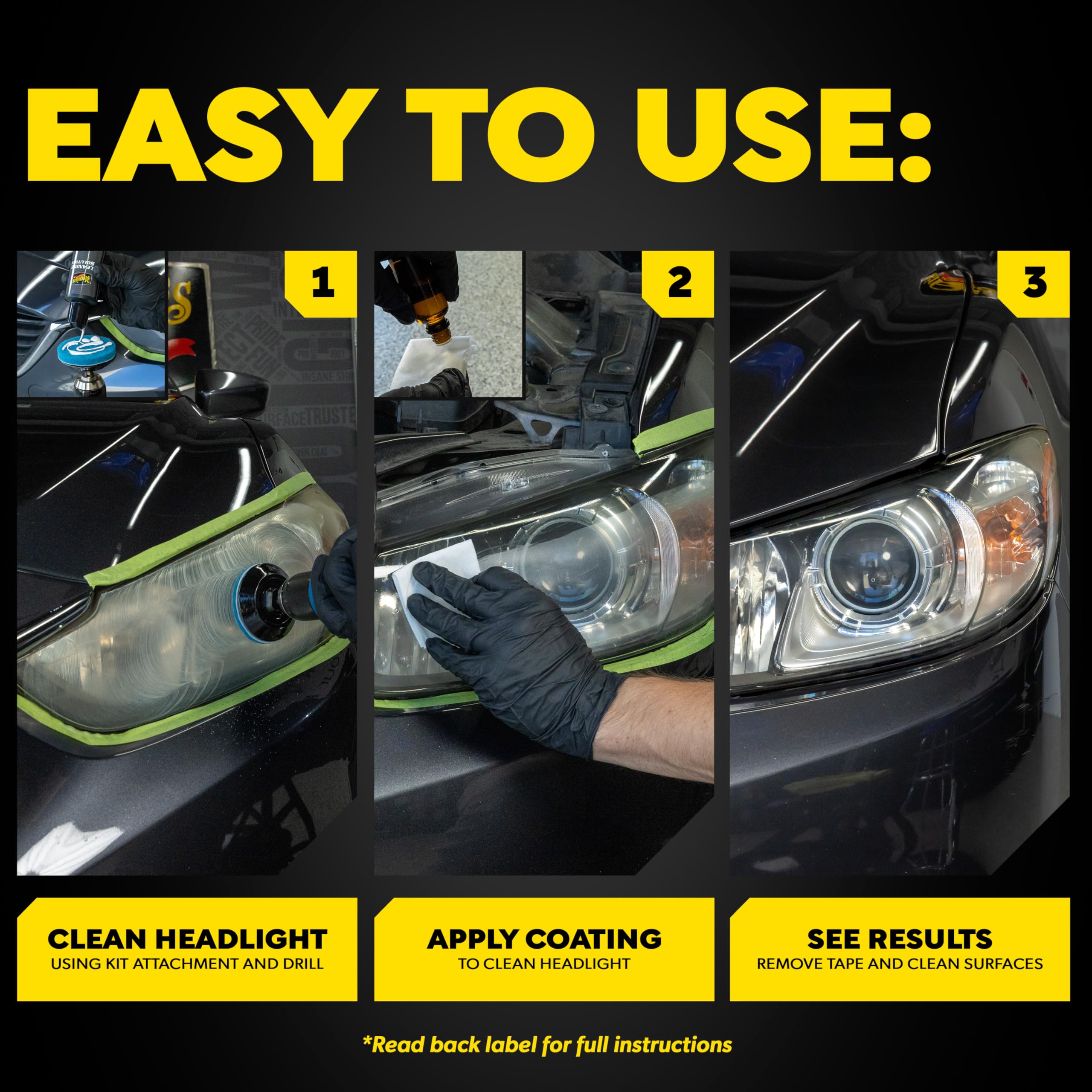 Meguiar's kit in use with drill attached to pad for quick oxidation removal