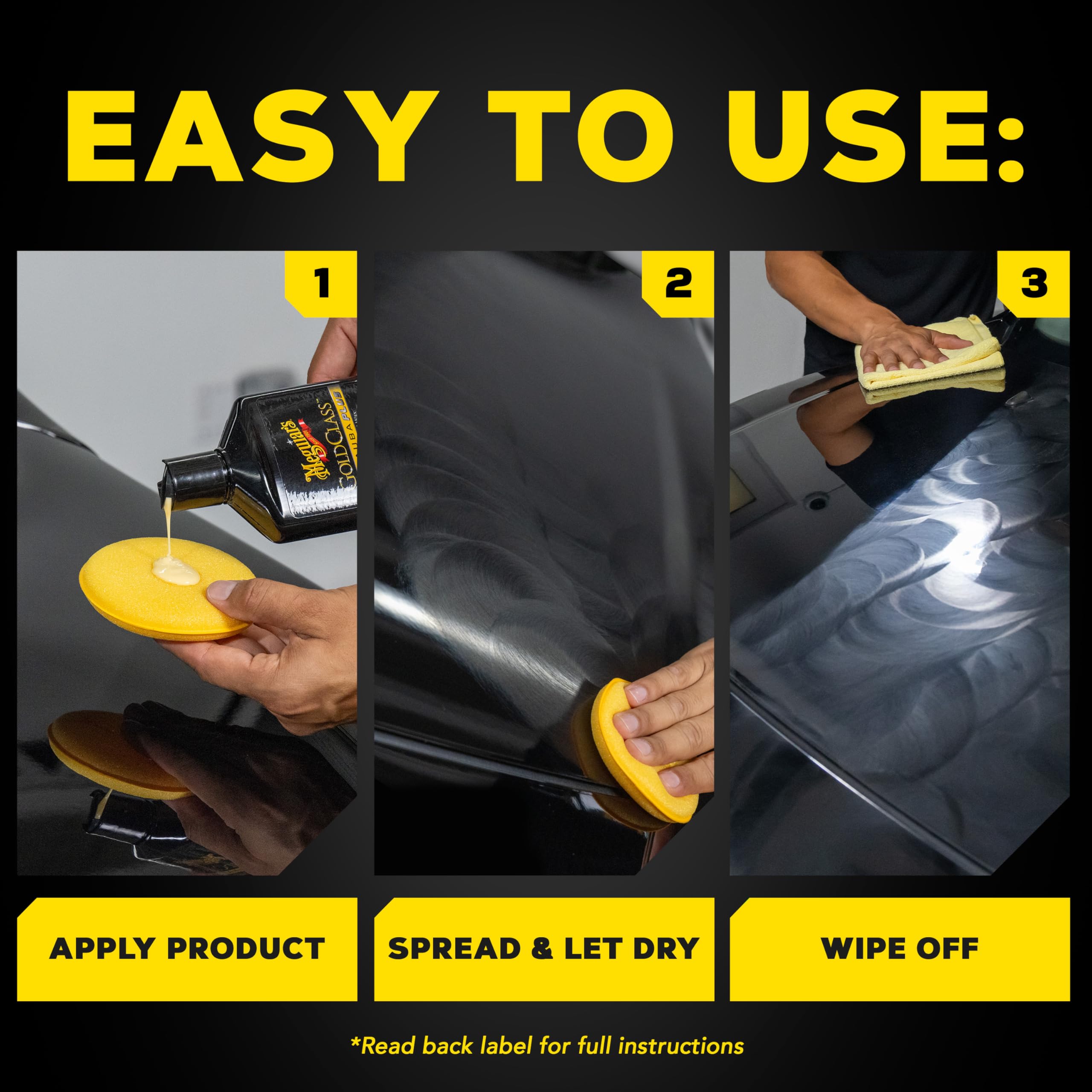 Meguiar's label close-up highlighting safe ingredients and usage guidance