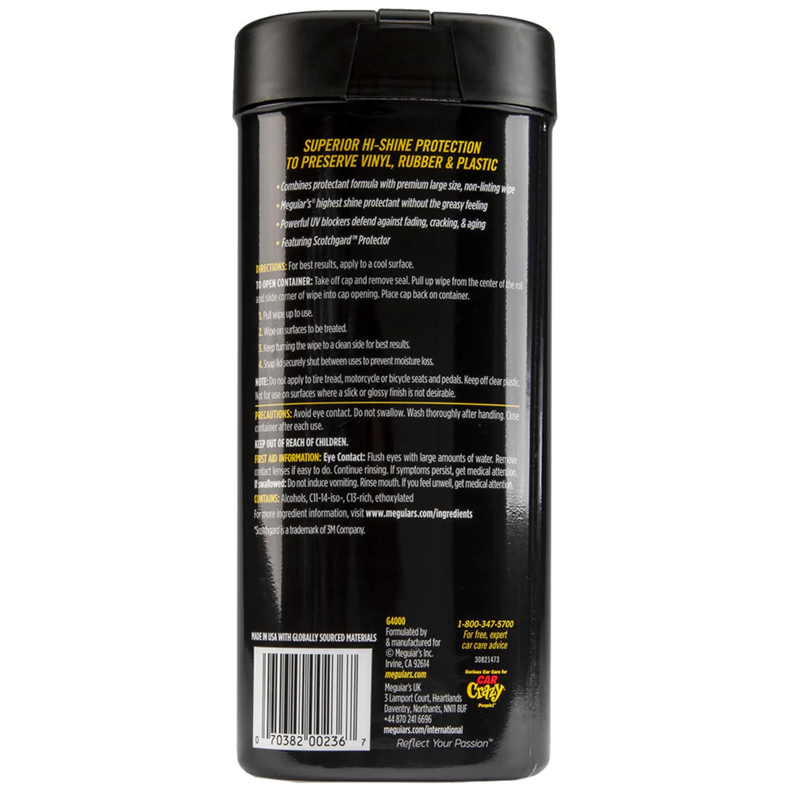 Meguiar's wipes used in car interior scene for quick maintenance and UV protection benefit