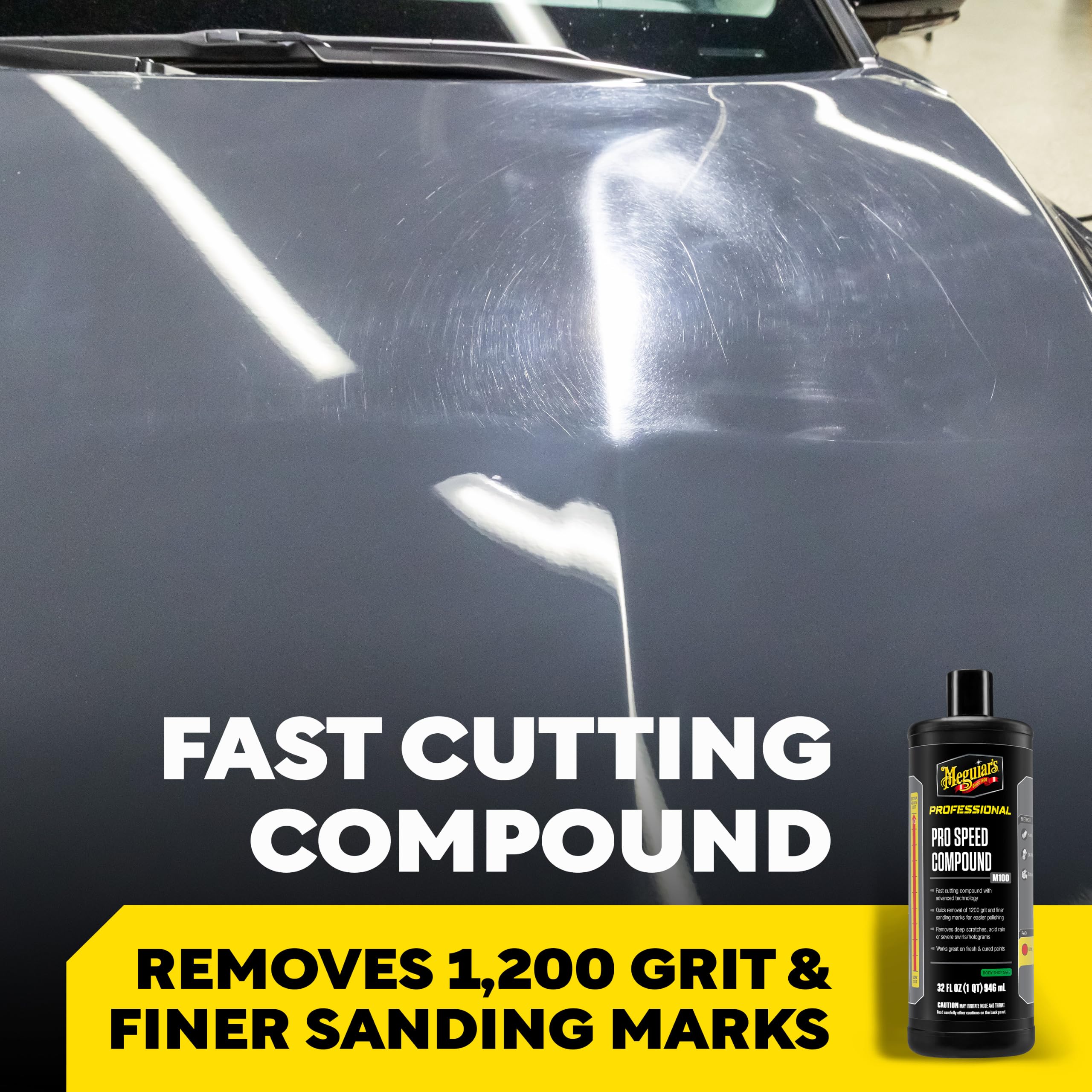 Meguiar's M100 applied to cutting pad showing efficient compound transfer
