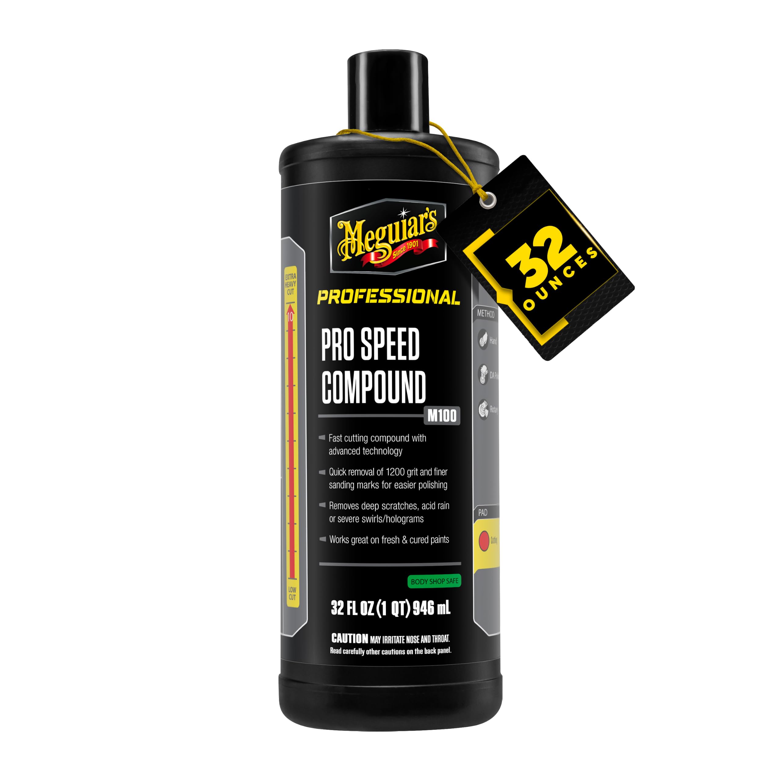 Meguiar's M100 front label 32oz showing product name and professional benefits