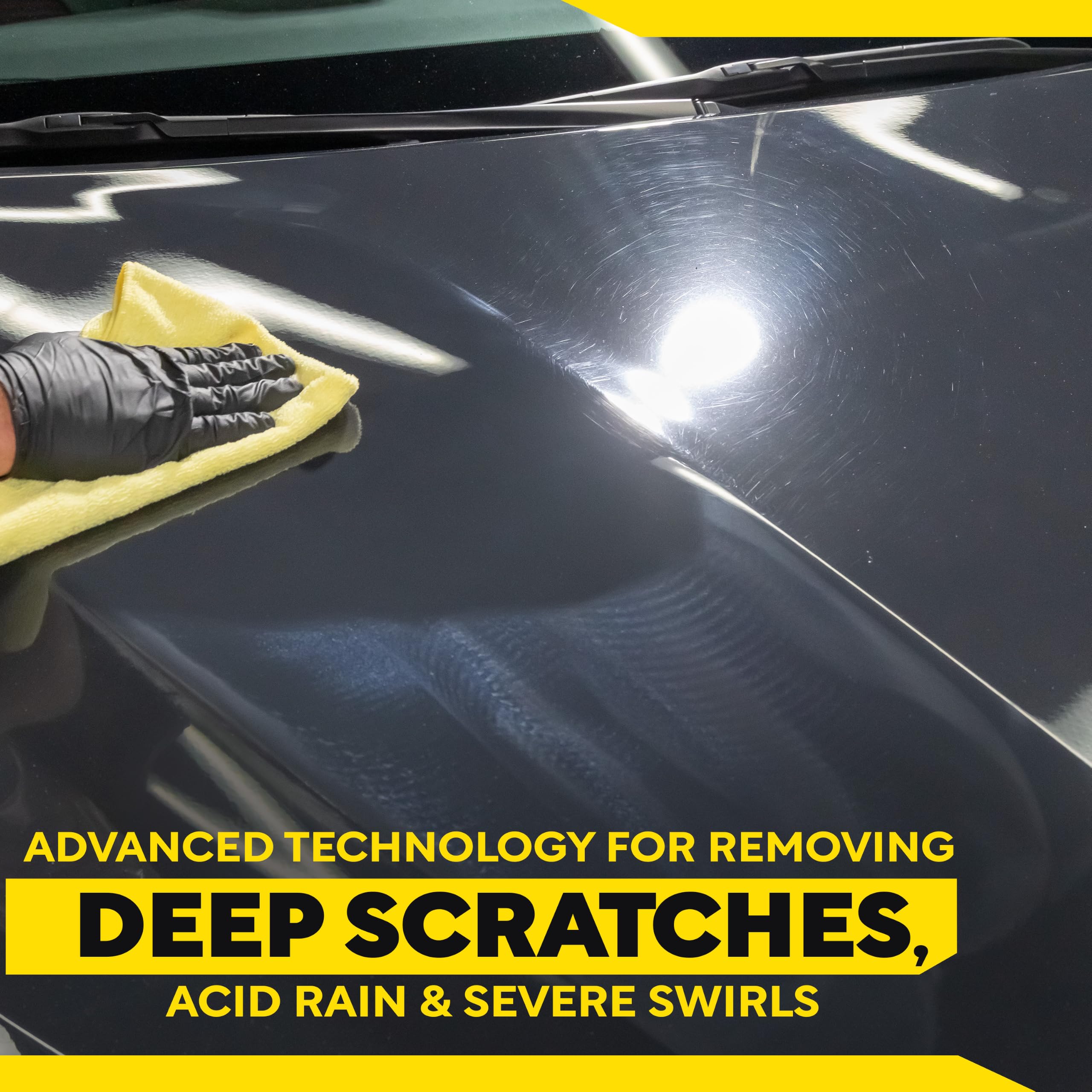 Meguiar's M100 label closeup showing directions and body-shop-safe claim