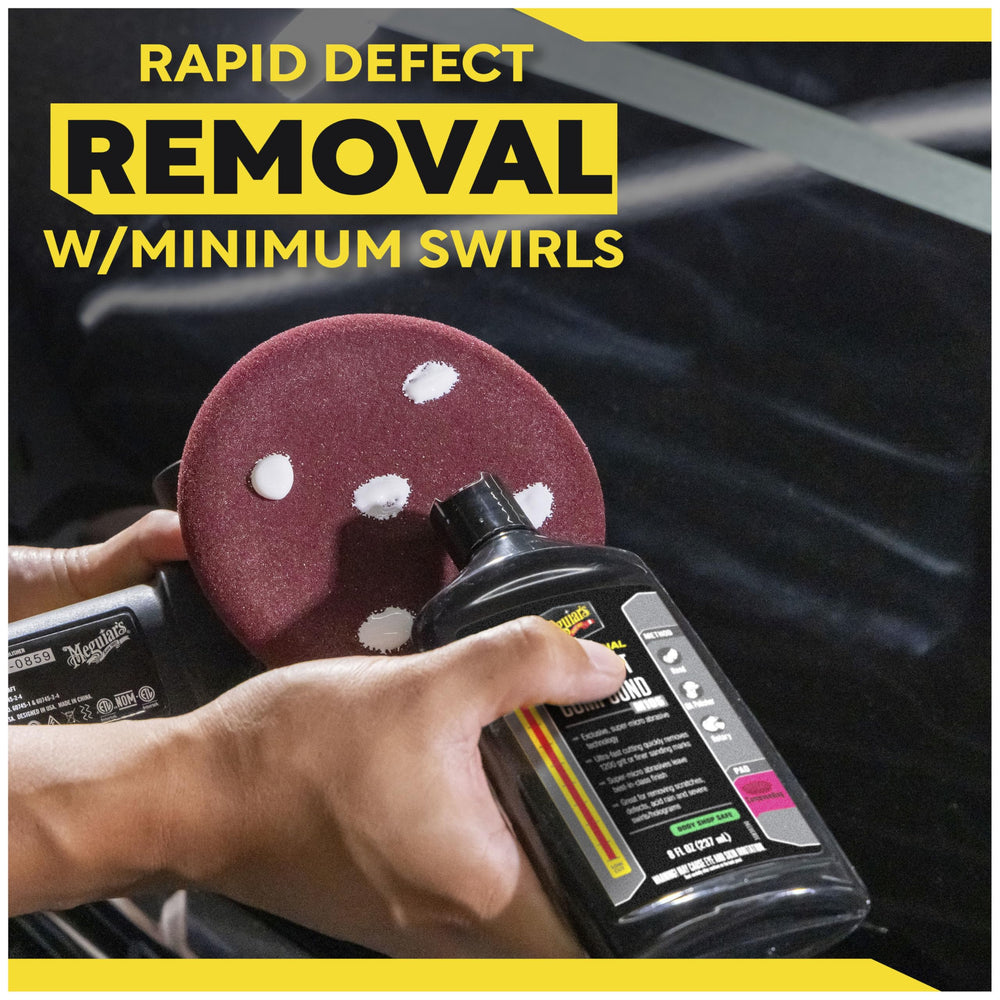 Meguiar's M105 used at panel edge demonstrating safe defect correction near trim