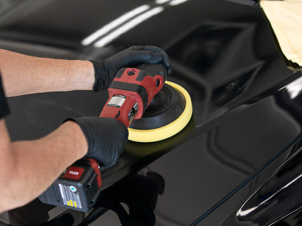 Meguiar's in use with DA polisher demonstrating fast machine application benefit