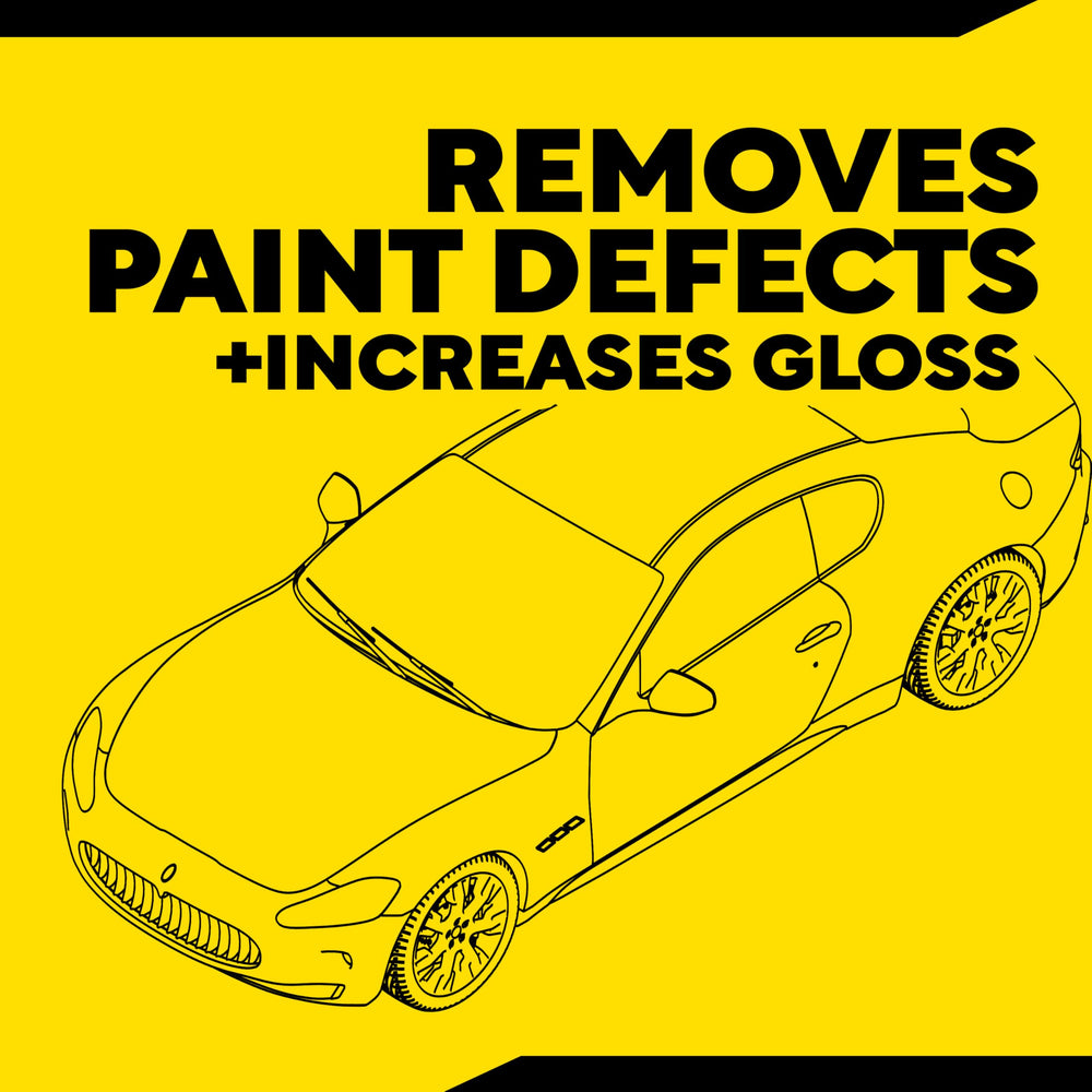Meguiar's pad mounted on polisher demonstrating fast defect removal workflow
