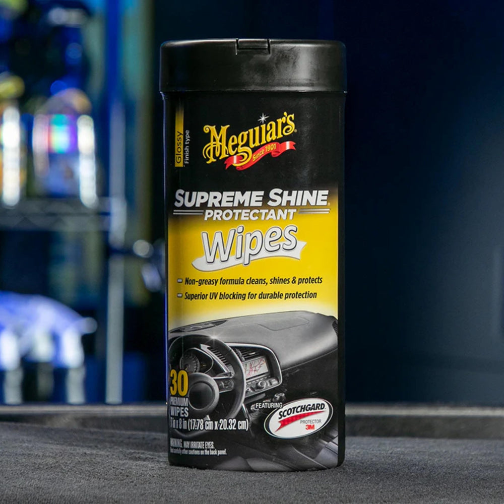 Meguiar's wipe next to ruler demonstrating large size for full-coverage benefit