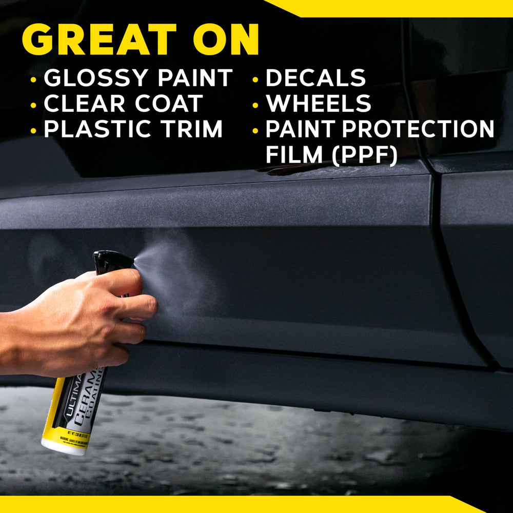 Meguiar's application on wheels and trim creating slick, easier-clean surfaces