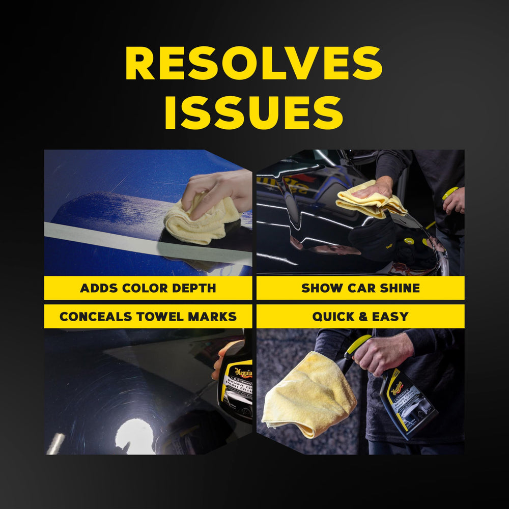 Meguiar's being worked with a microfiber towel for enhanced gloss benefit