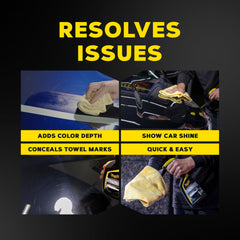 Meguiar's being worked with a microfiber towel for enhanced gloss benefit