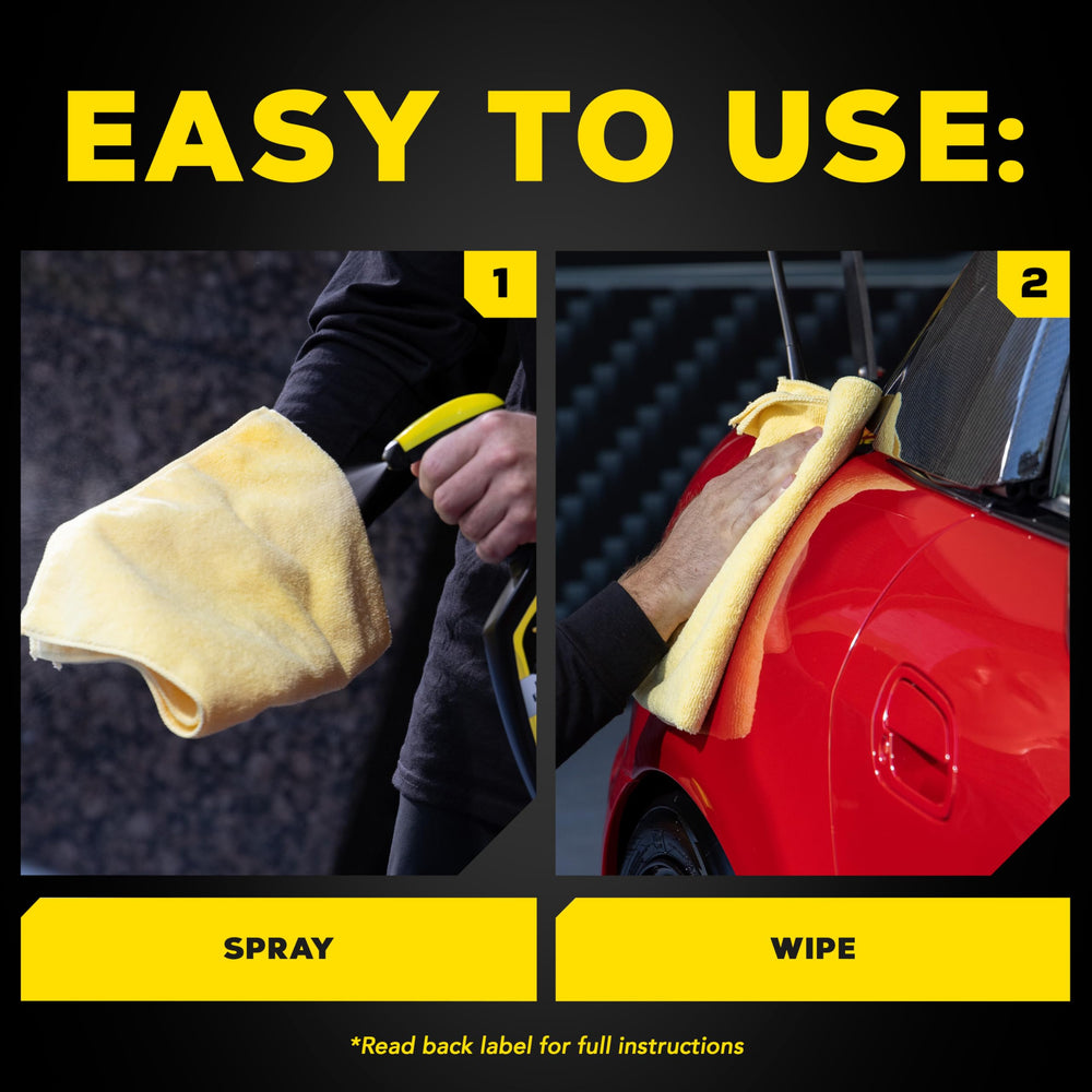 Meguiar's bottle next to hand showing 16 oz size for convenience benefit