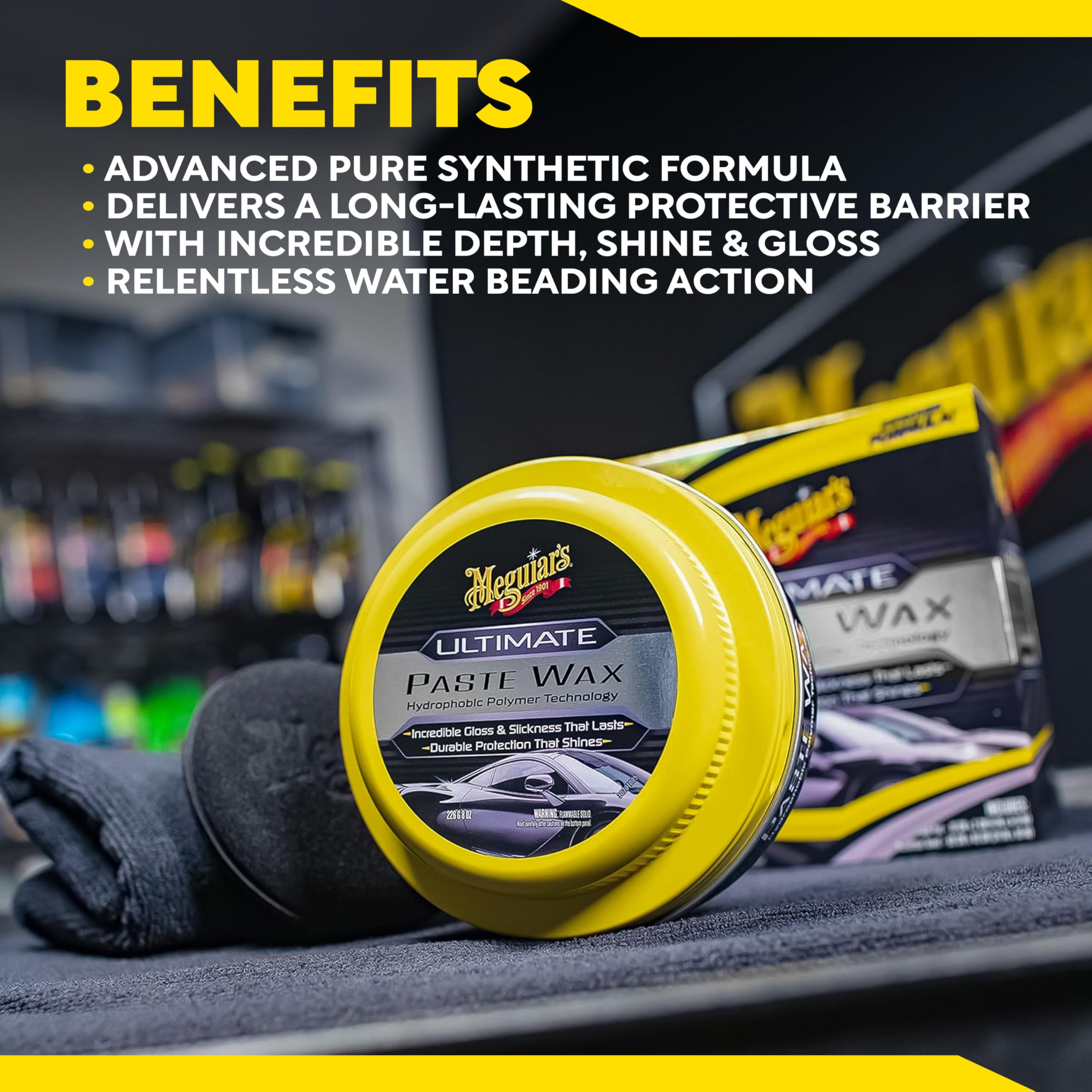 Meguiar's car being detailed in driveway showing achievable showroom finish benefit