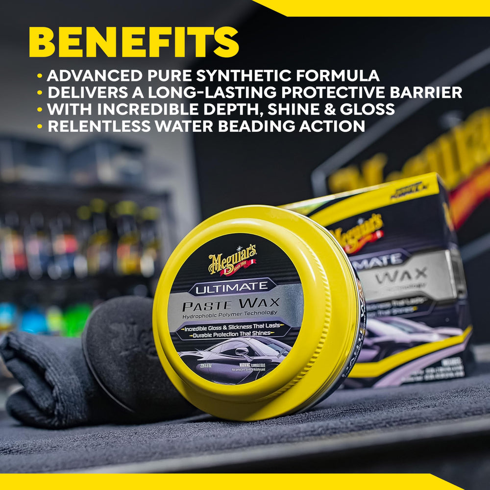 Meguiar's car being detailed in driveway showing achievable showroom finish benefit