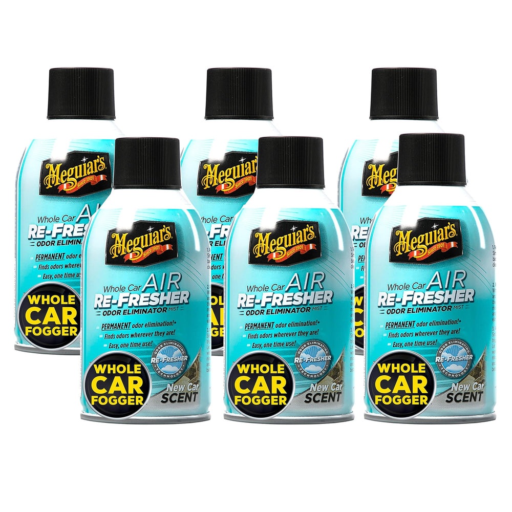 Meguiar's front packaging showing product and benefit of whole-cabin freshness