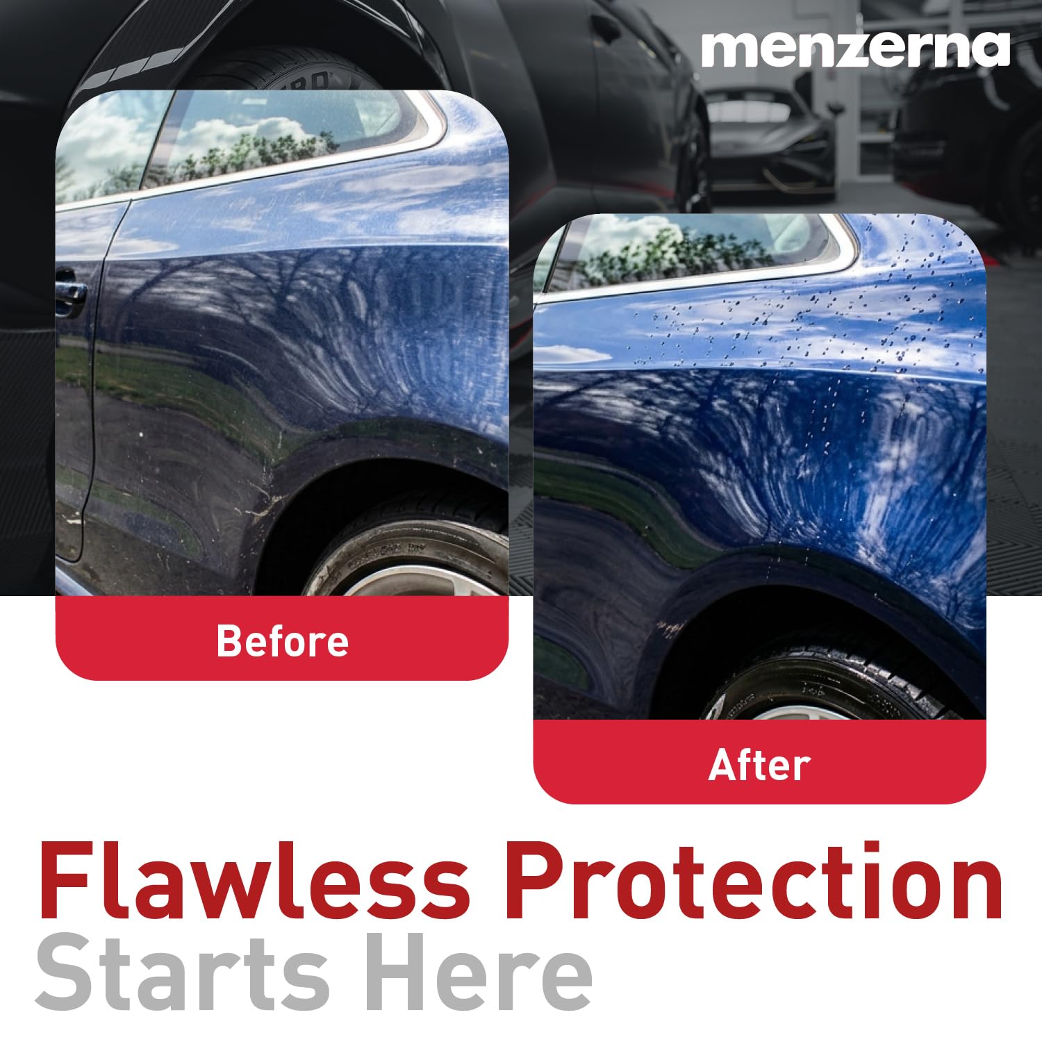 menzerna blue foam pad next to ruler illustrating true 150 mm size