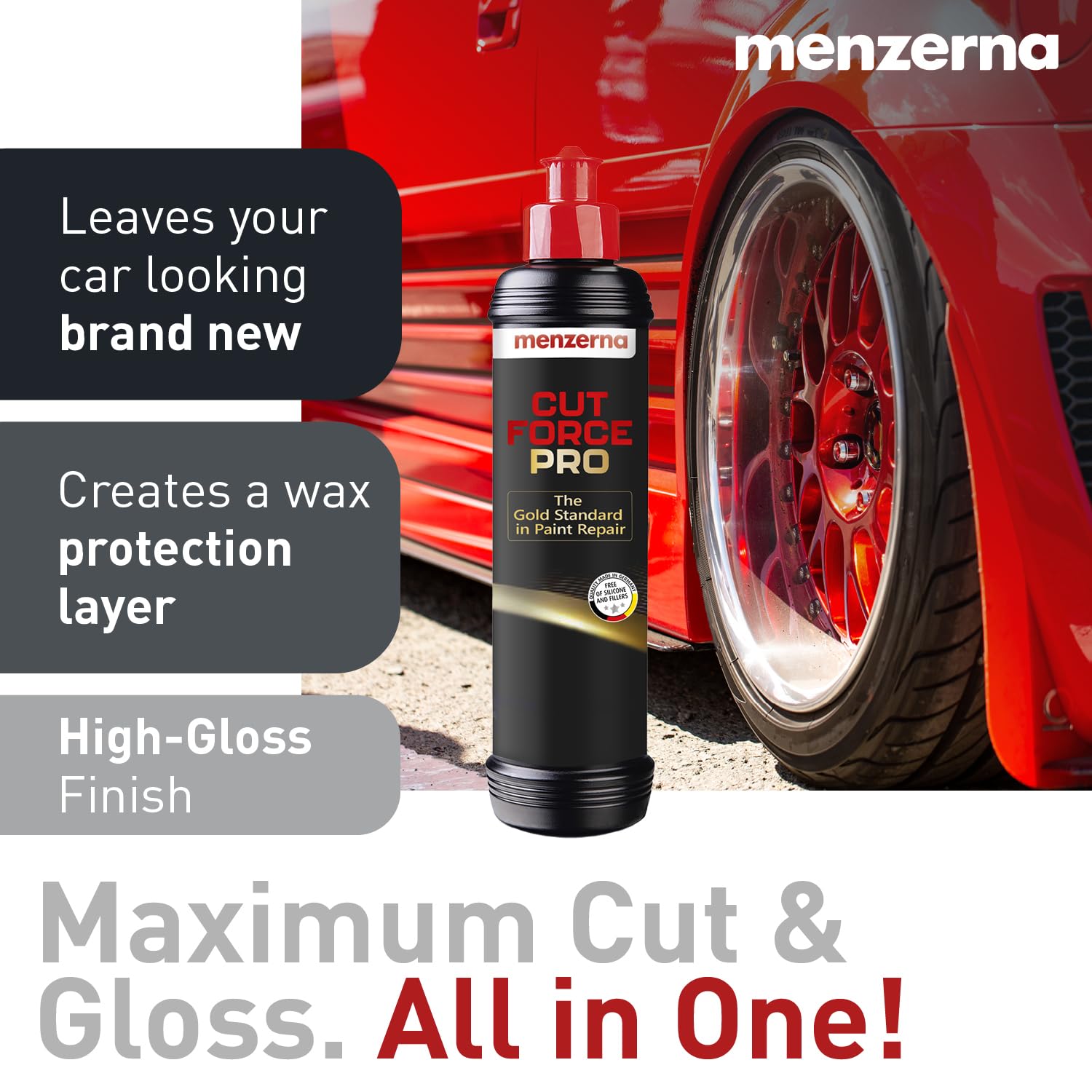 menzerna jar open showing polish texture up close, easy-to-work consistency