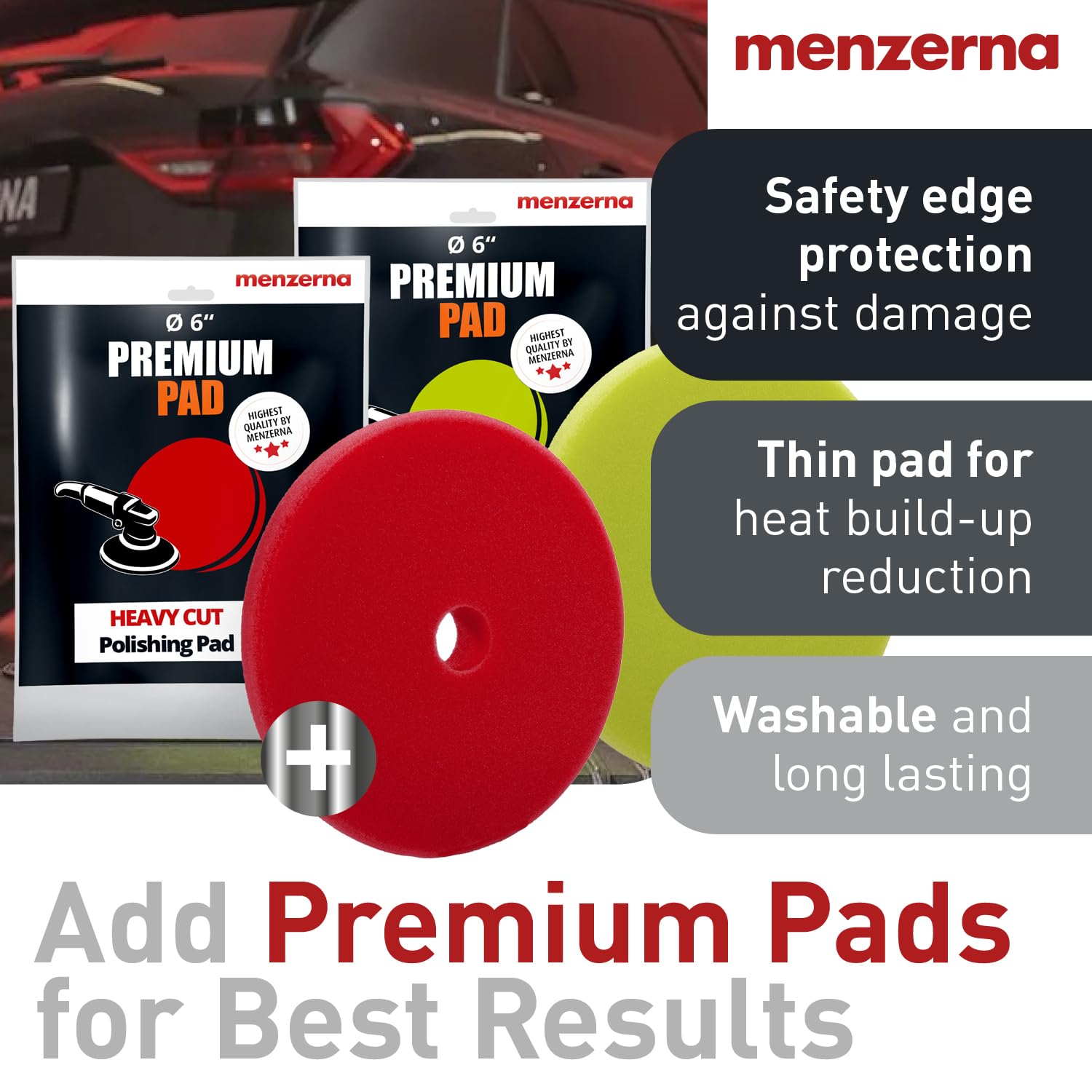 menzerna on green soft pad for finishing, superior gloss benefit