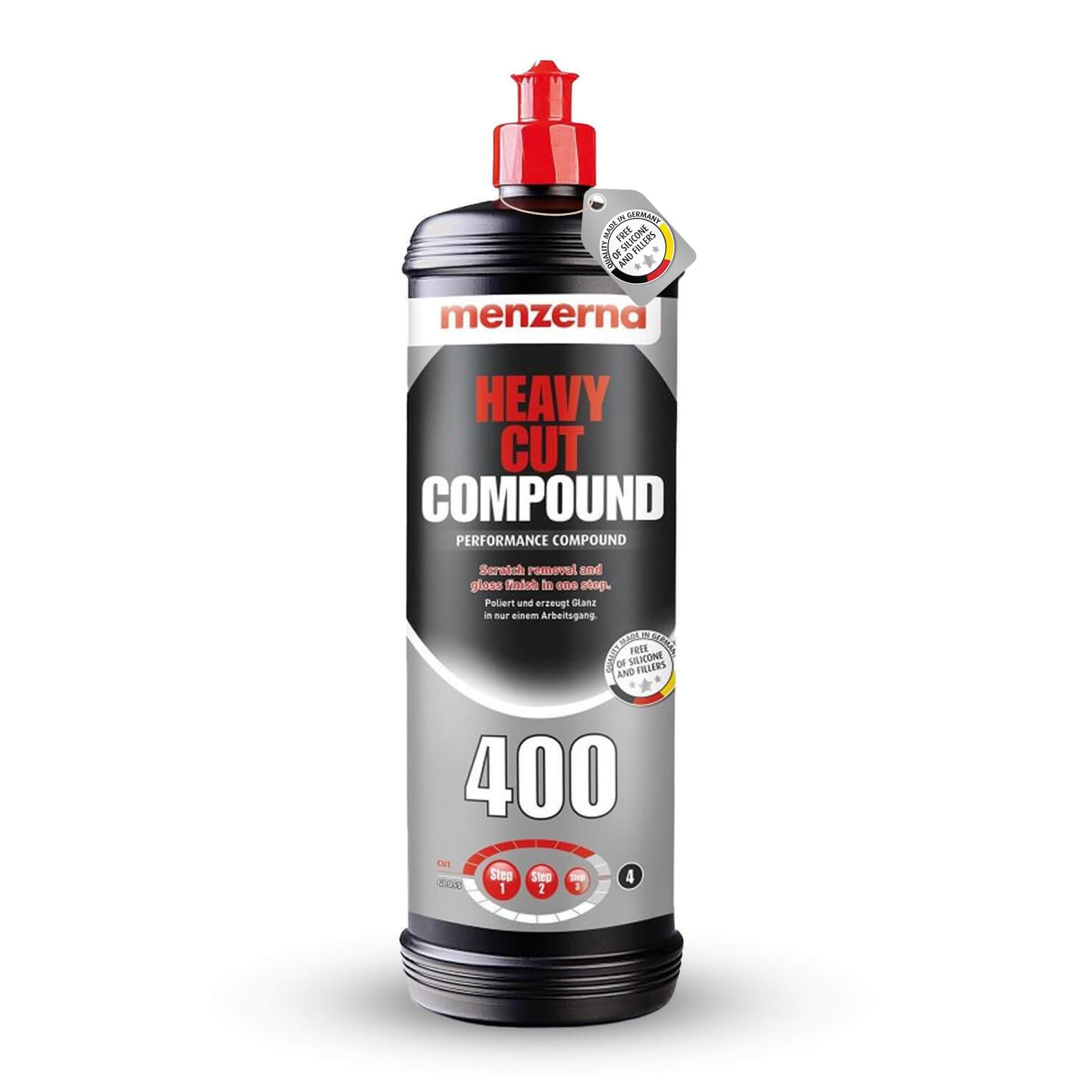 menzerna bottle front label showing product name and size for clear identification and purchase confidence