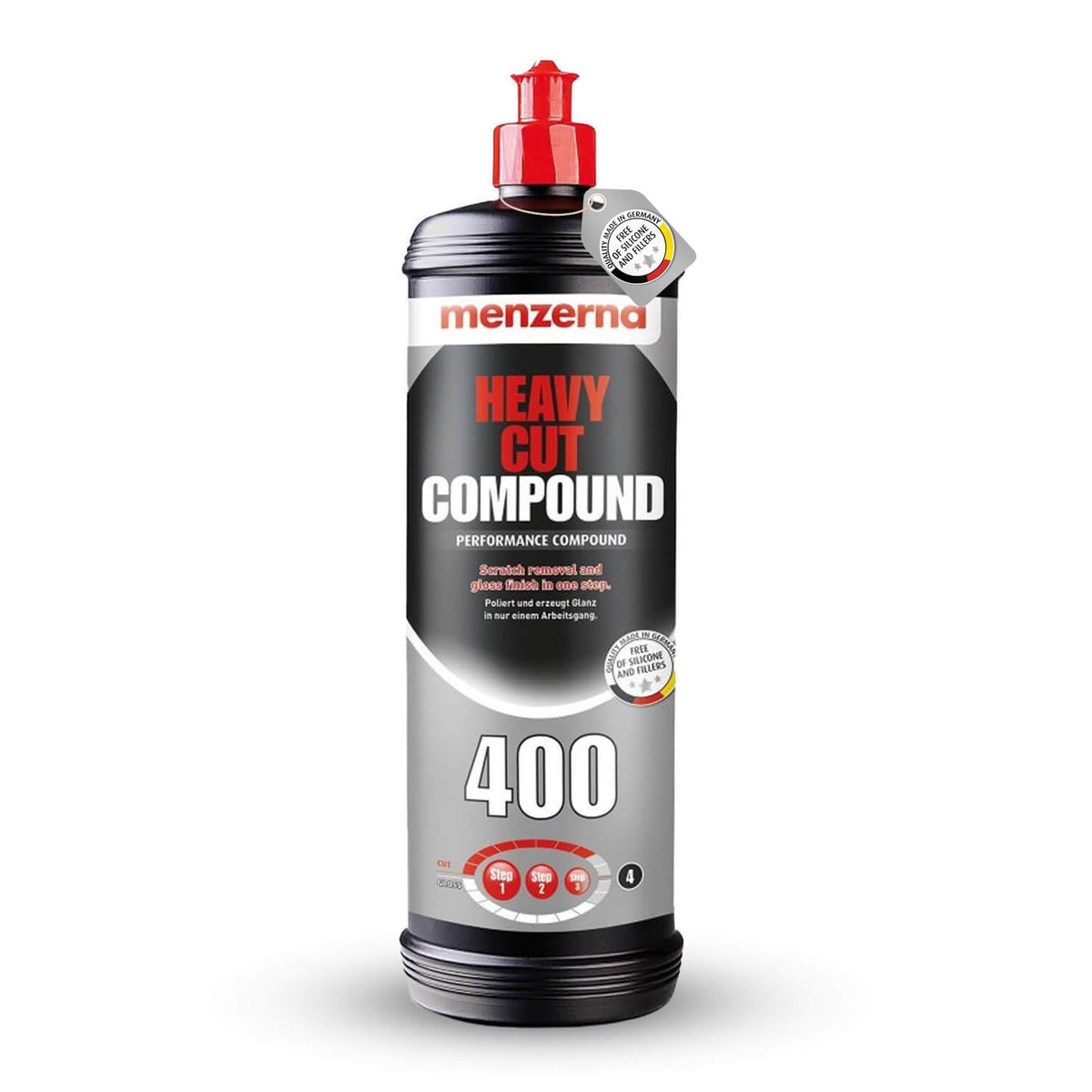 menzerna bottle front label showing product name and size for clear identification and purchase confidence