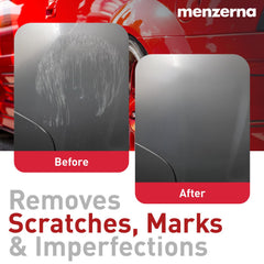 menzerna label close-up displaying product name and usage guidance benefits