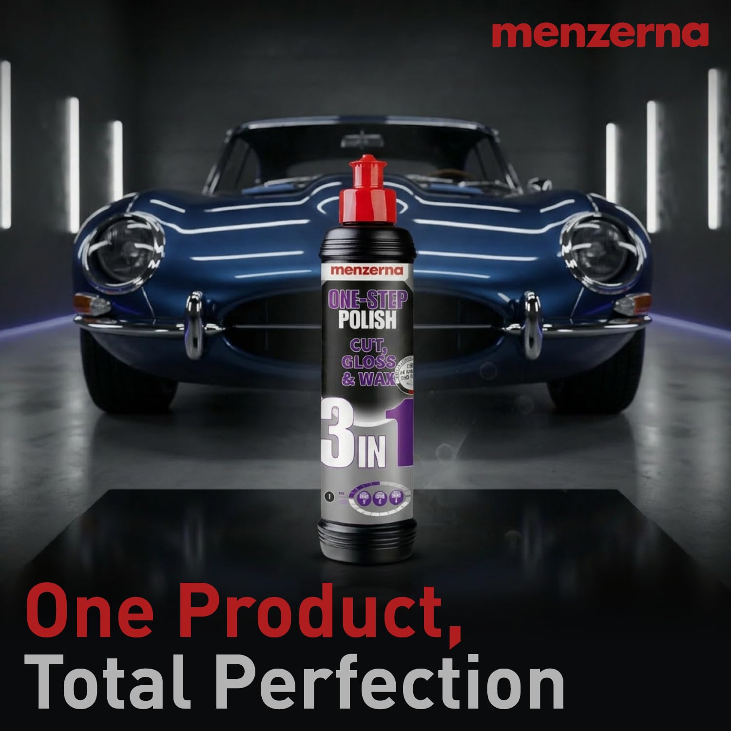 menzerna used on a car outdoors in sunlight showing improved shine and visual appeal